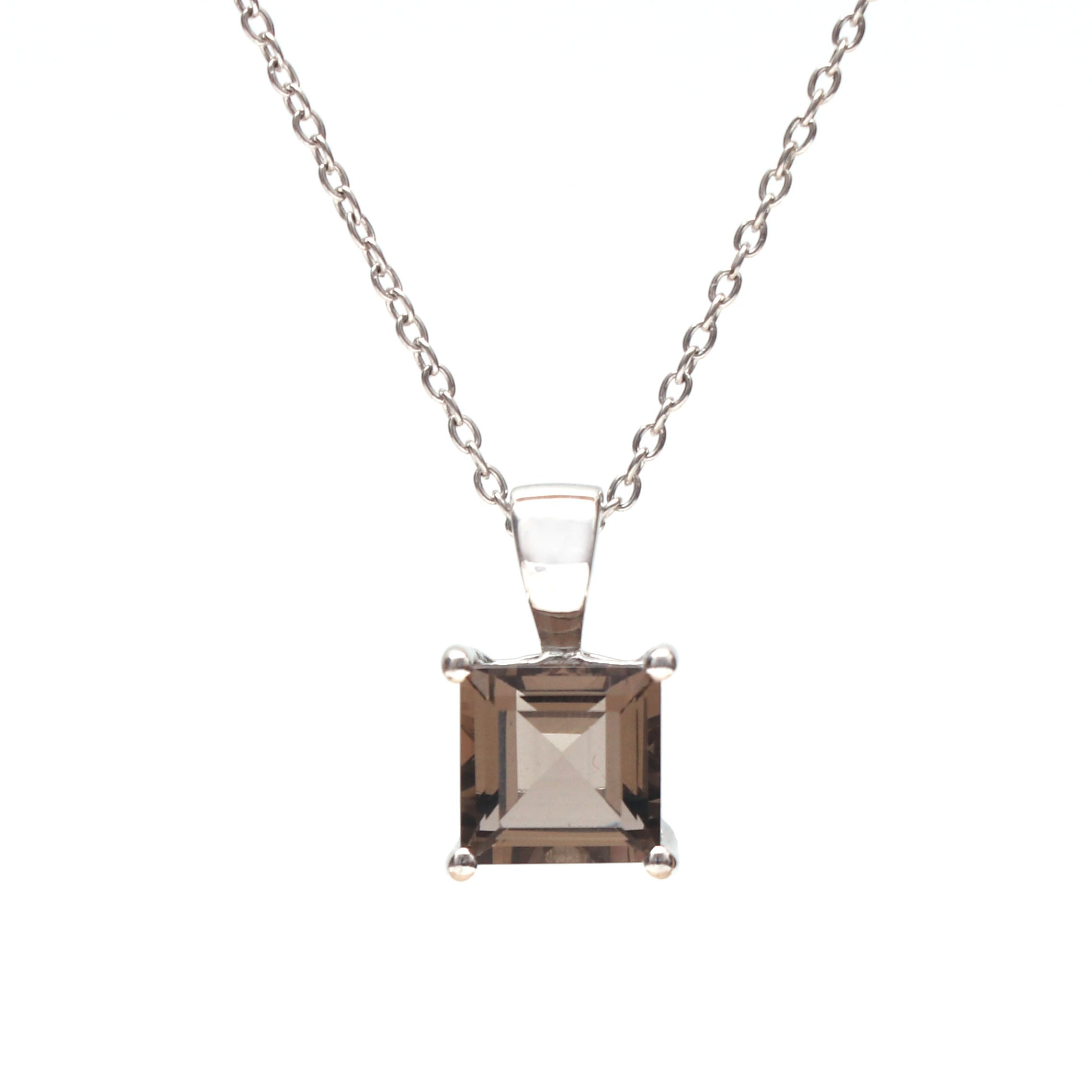 Natural Smoky Quartz Square Pendant