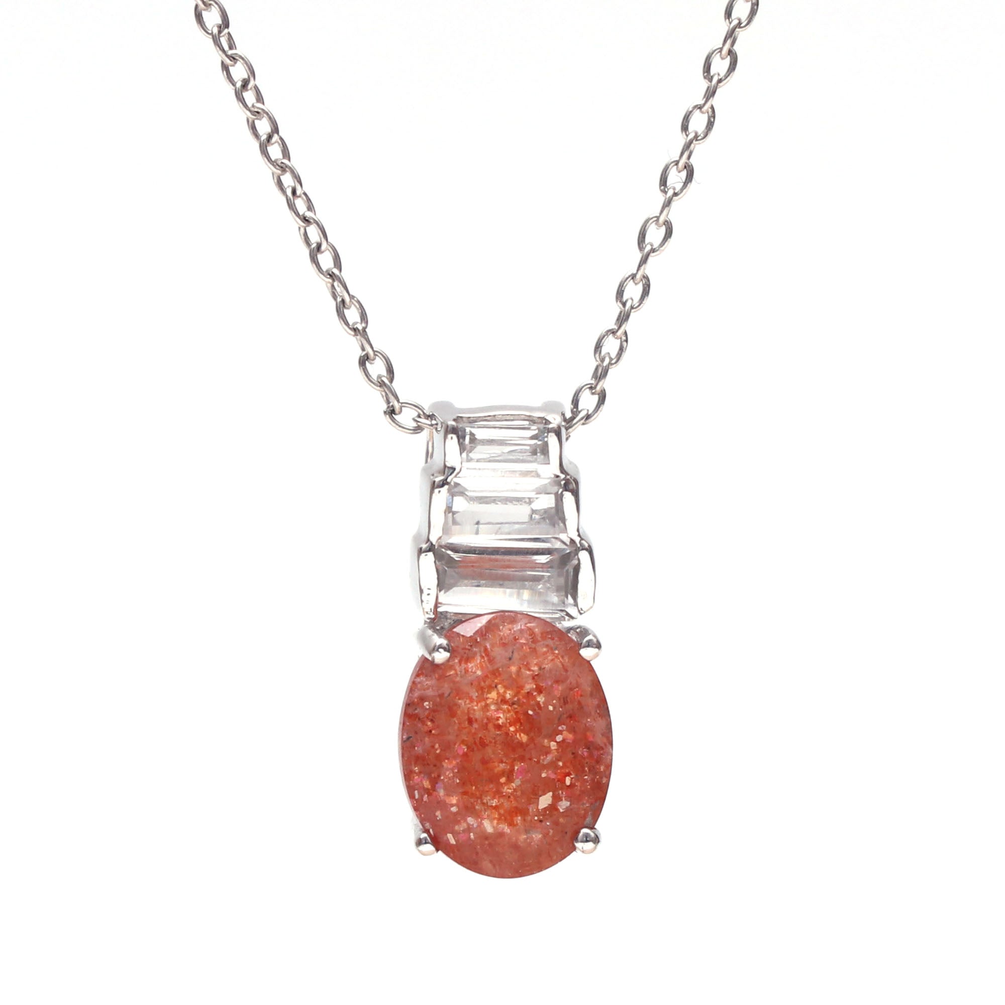 Sunstone and Topaz Baguette Pendant
