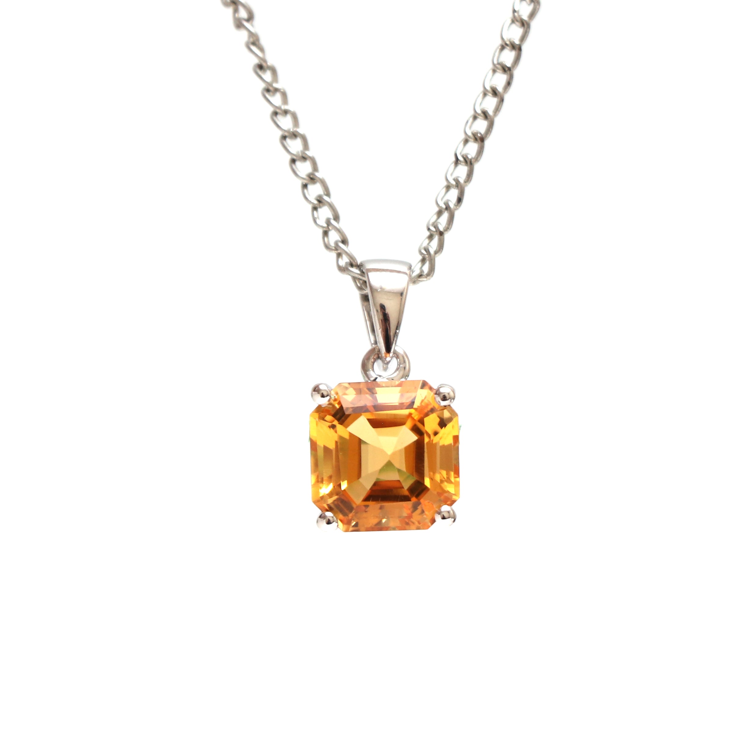 Natural Yellow Citrine Pendant With Chain