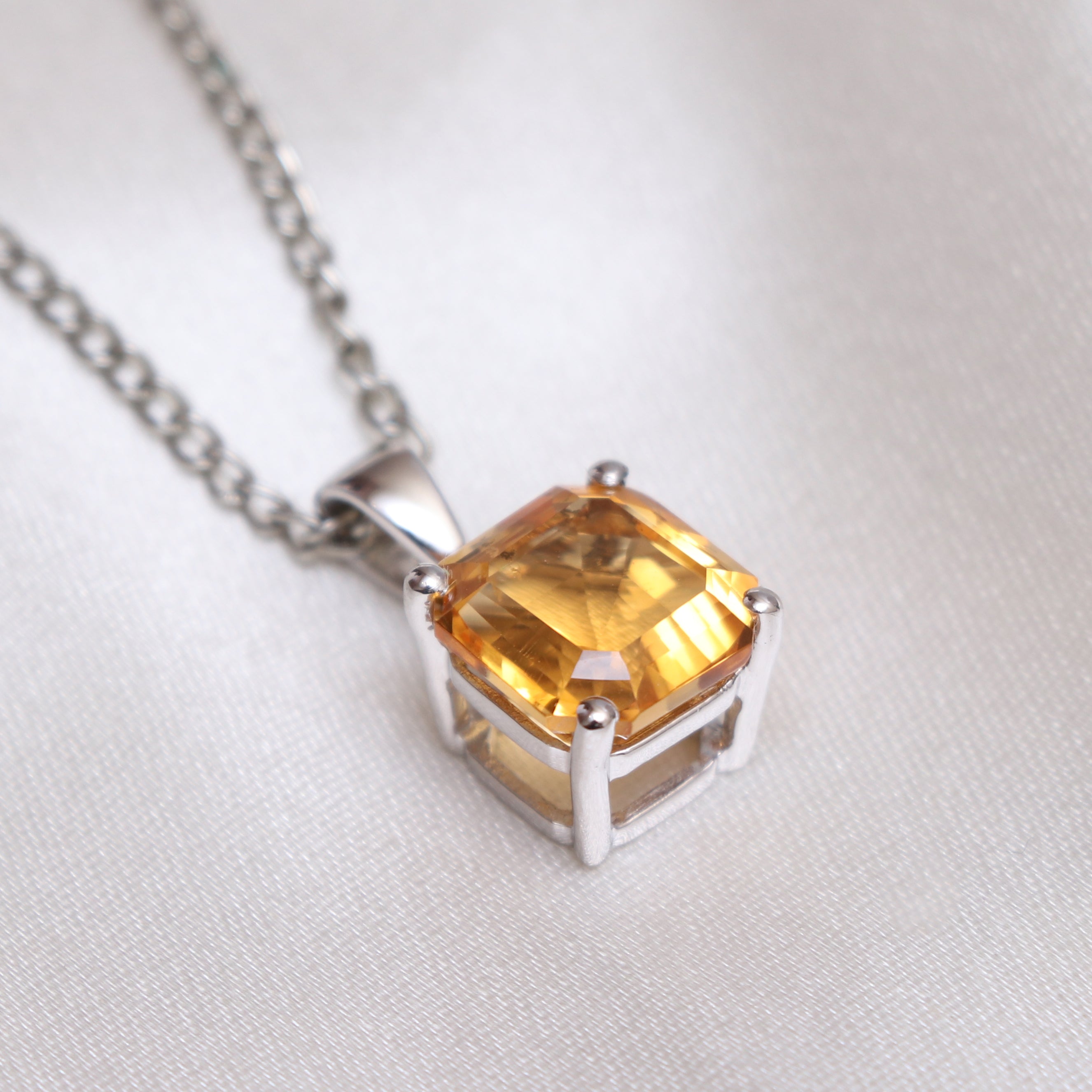 Natural Yellow Citrine Pendant With Chain