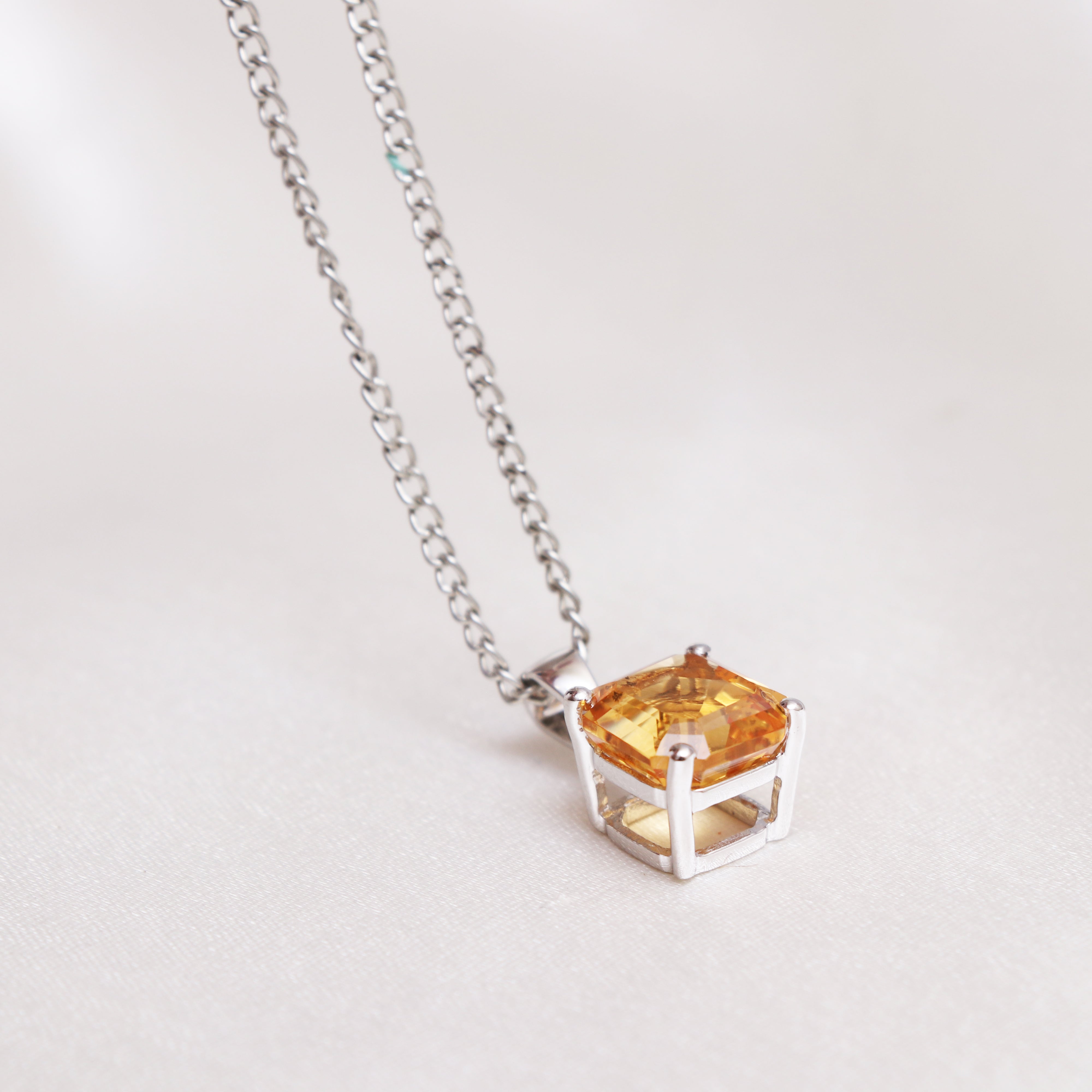 Natural Yellow Citrine Pendant With Chain