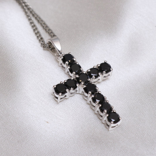 Black Spinel Cross Pendant