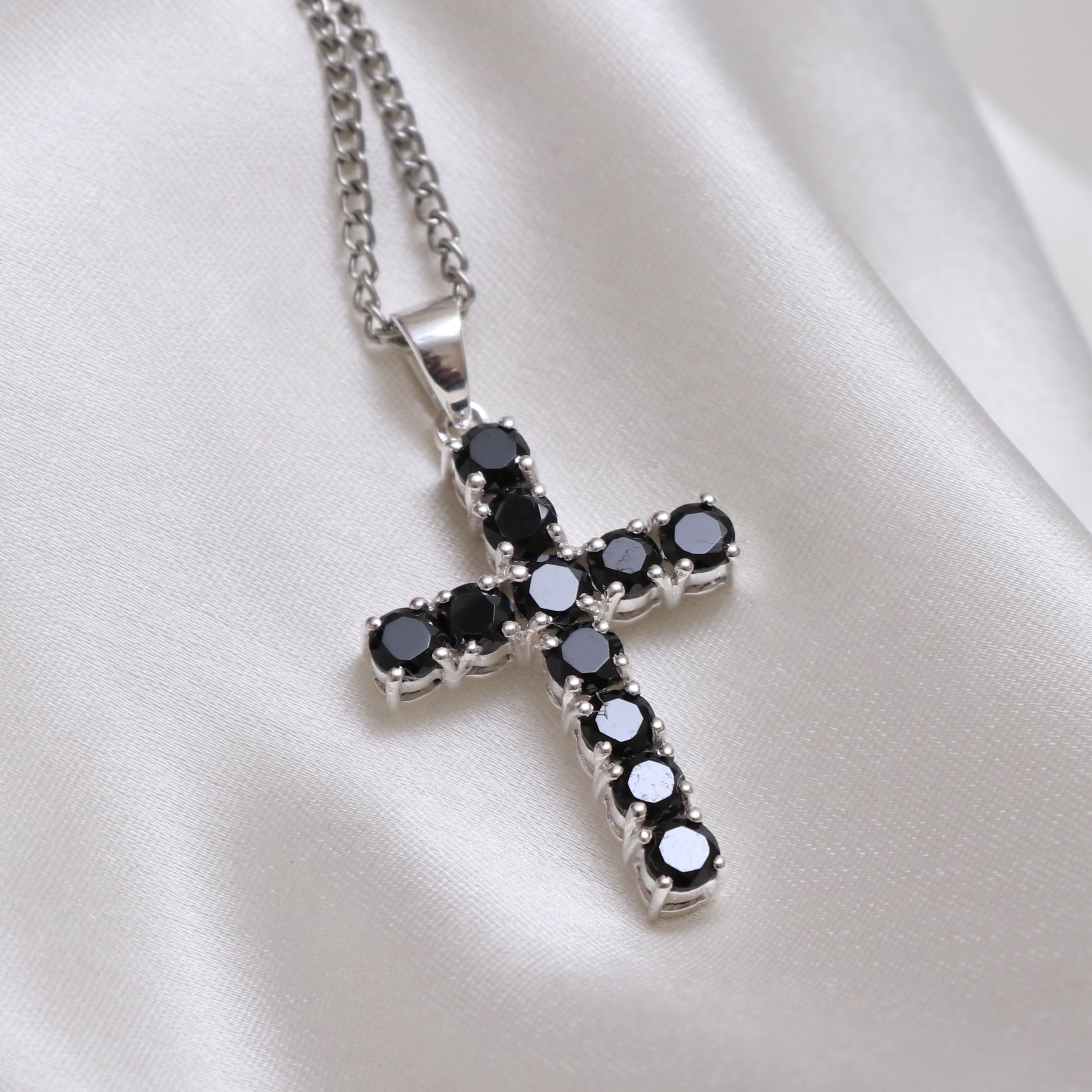 Black Spinel Cross Pendant