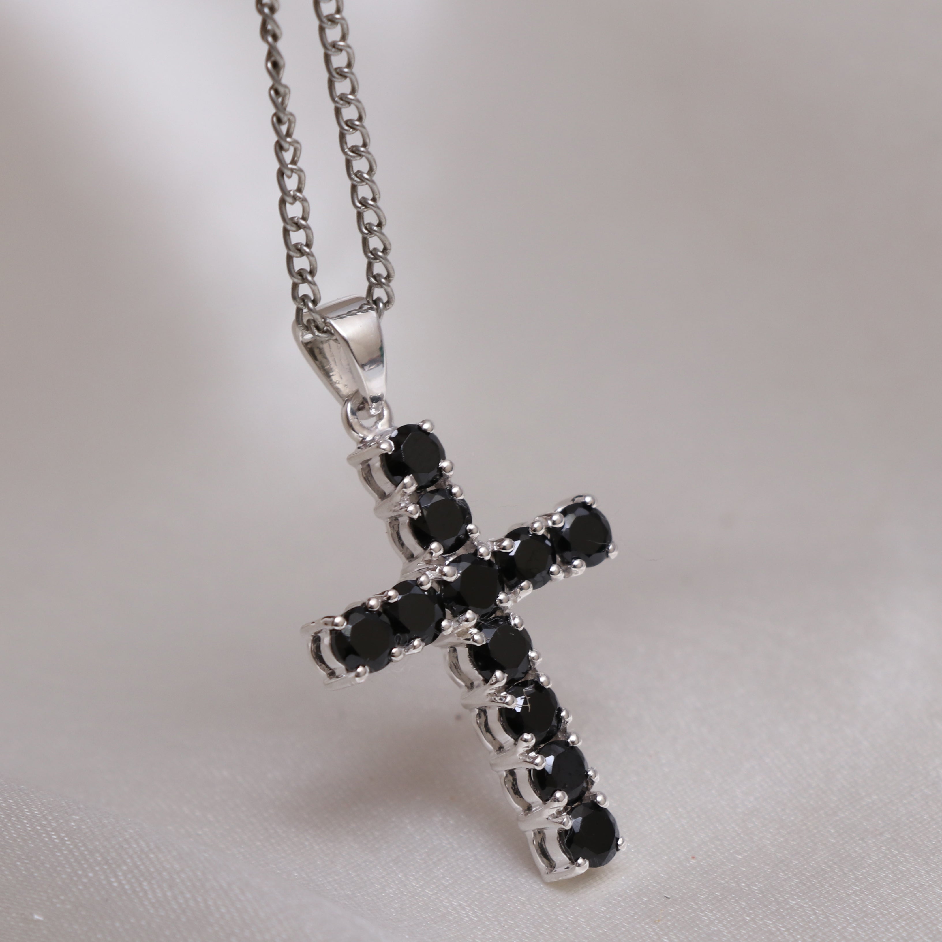 Black Spinel Cross Pendant