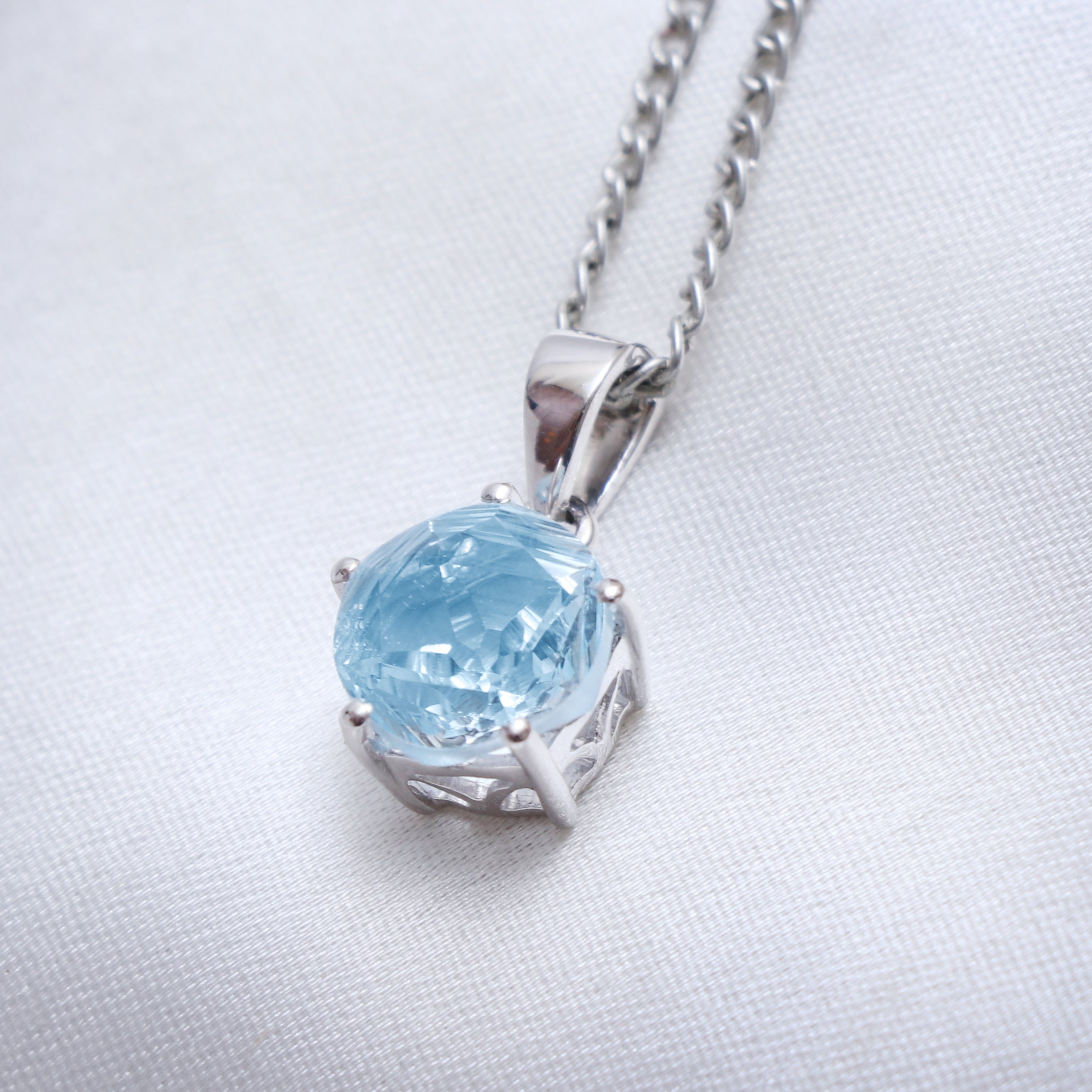 Natural Blue Topaz Star Cut Pendant