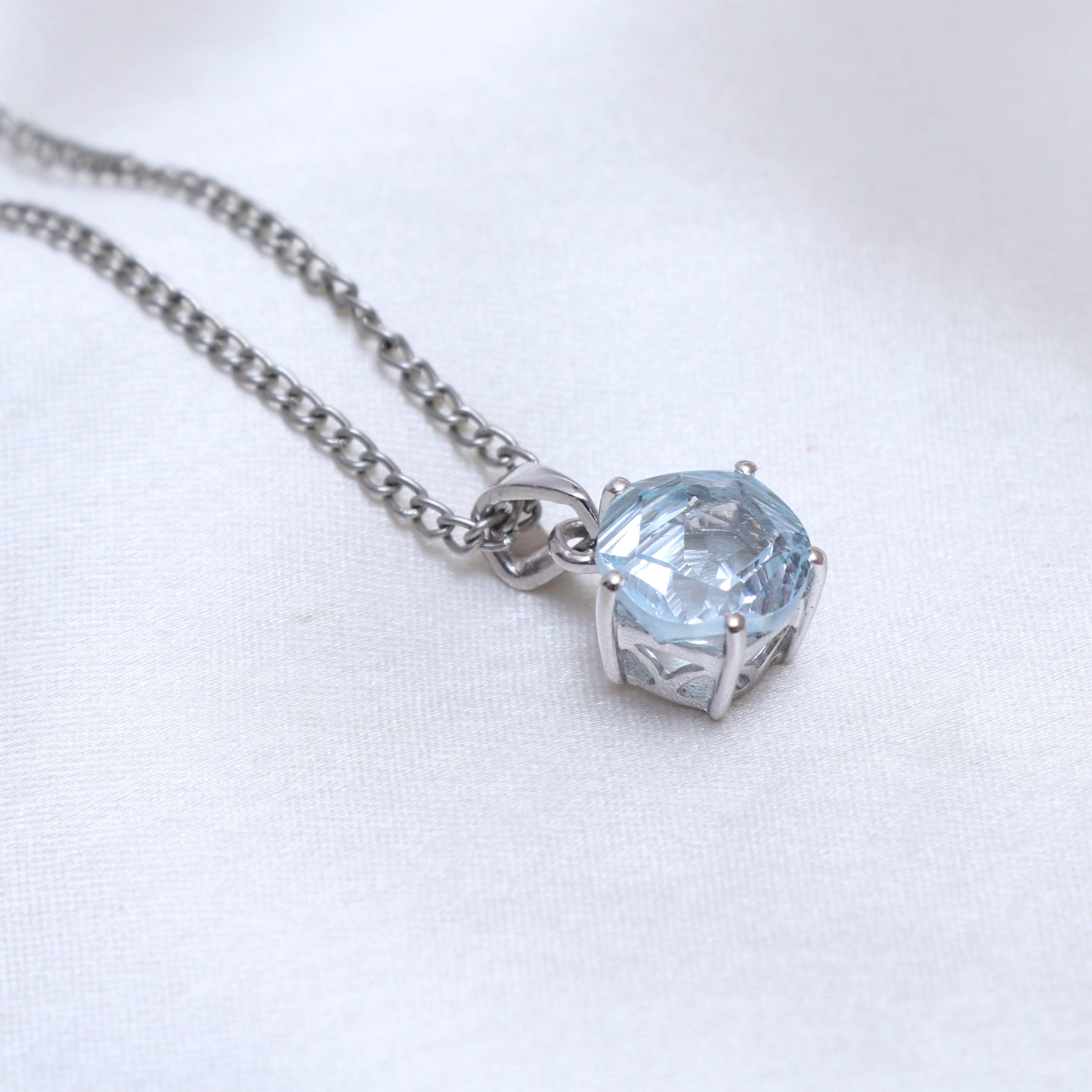 Natural Blue Topaz Star Cut Pendant