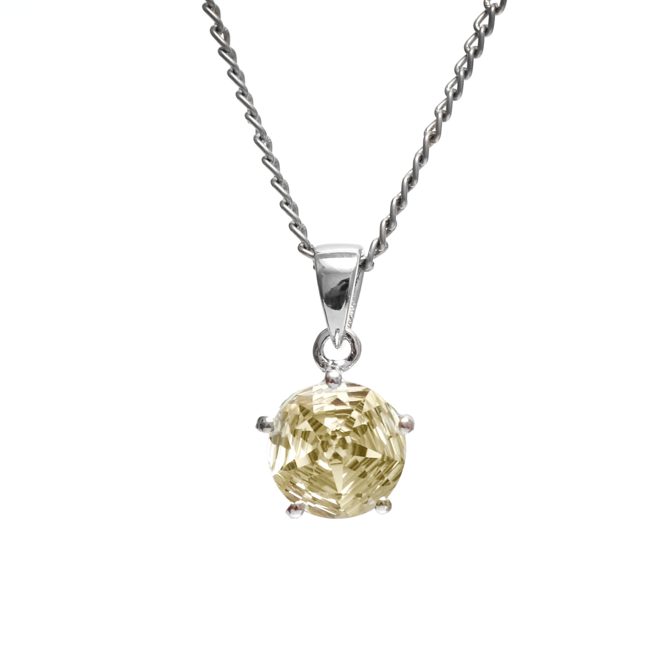 Lemon Quartz Pendant With Chain