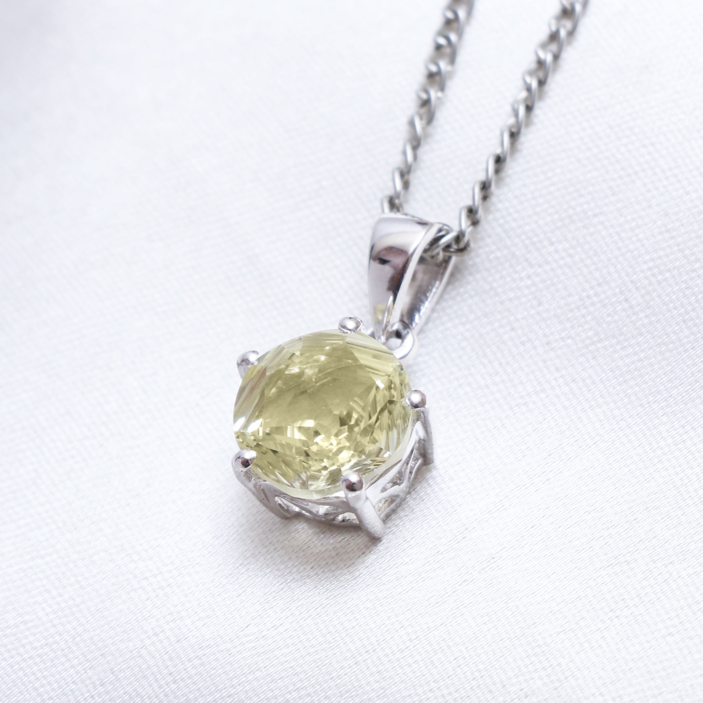 Lemon Quartz Pendant With Chain