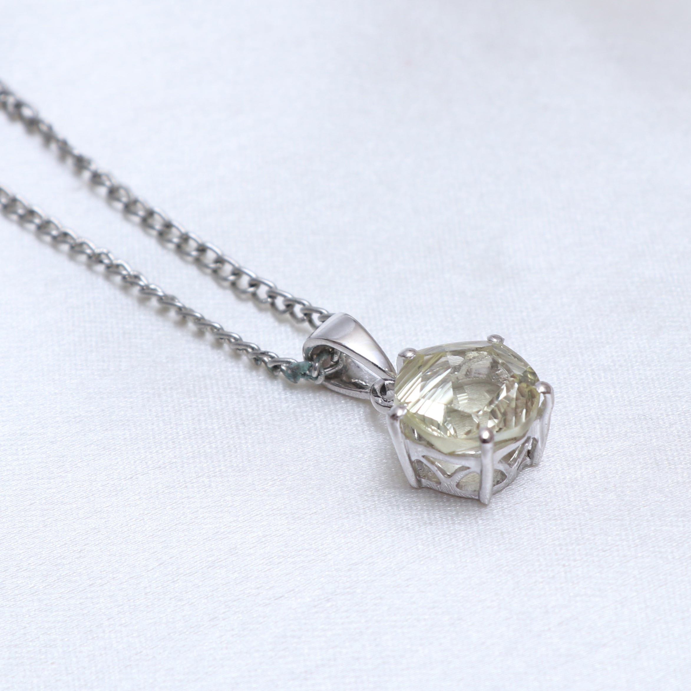 Lemon Quartz Pendant With Chain