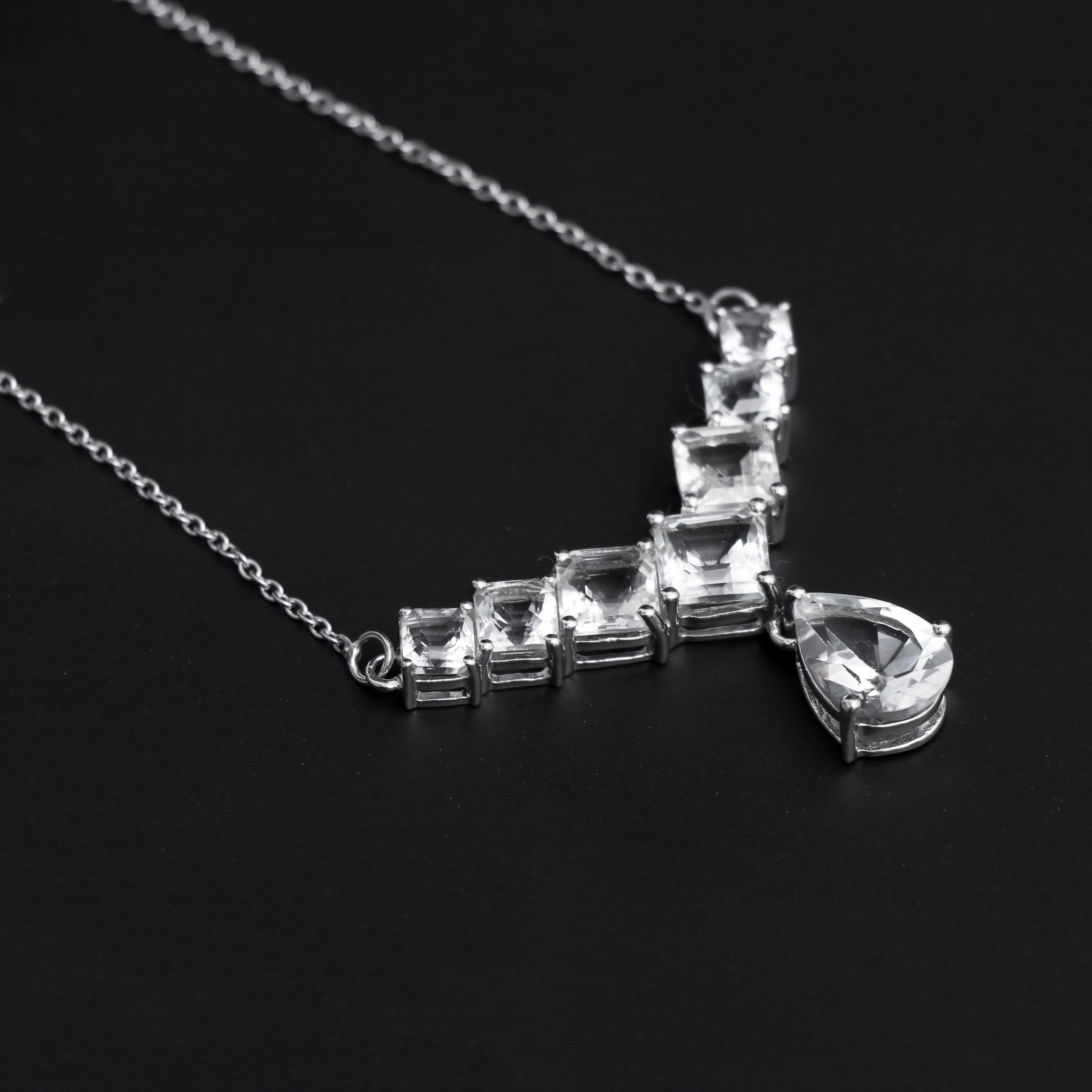 White Topaz Silver Necklace