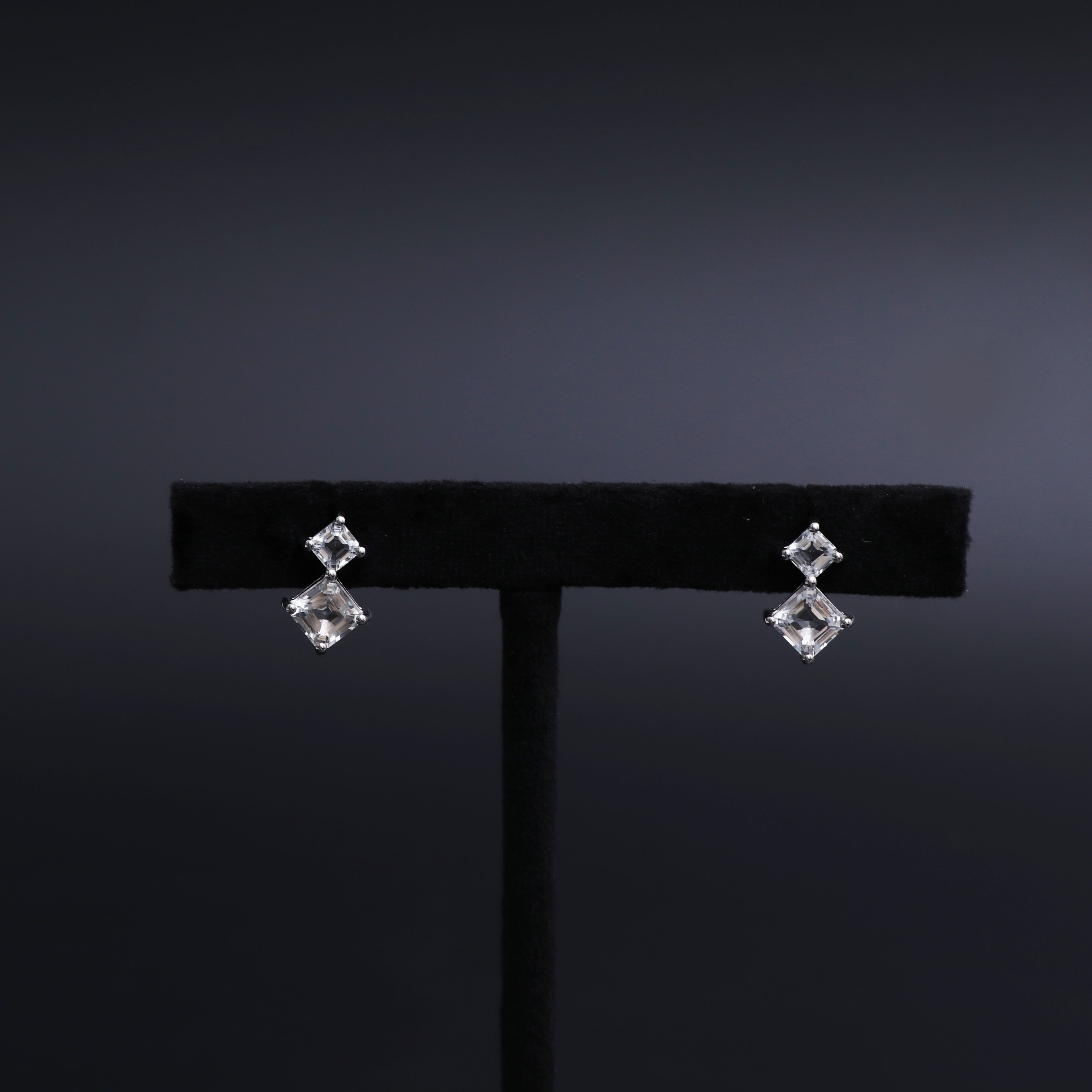 White Topaz Octagon Gemstone Earring