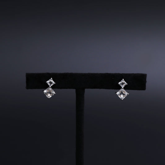 White Topaz Octagon Gemstone Earring