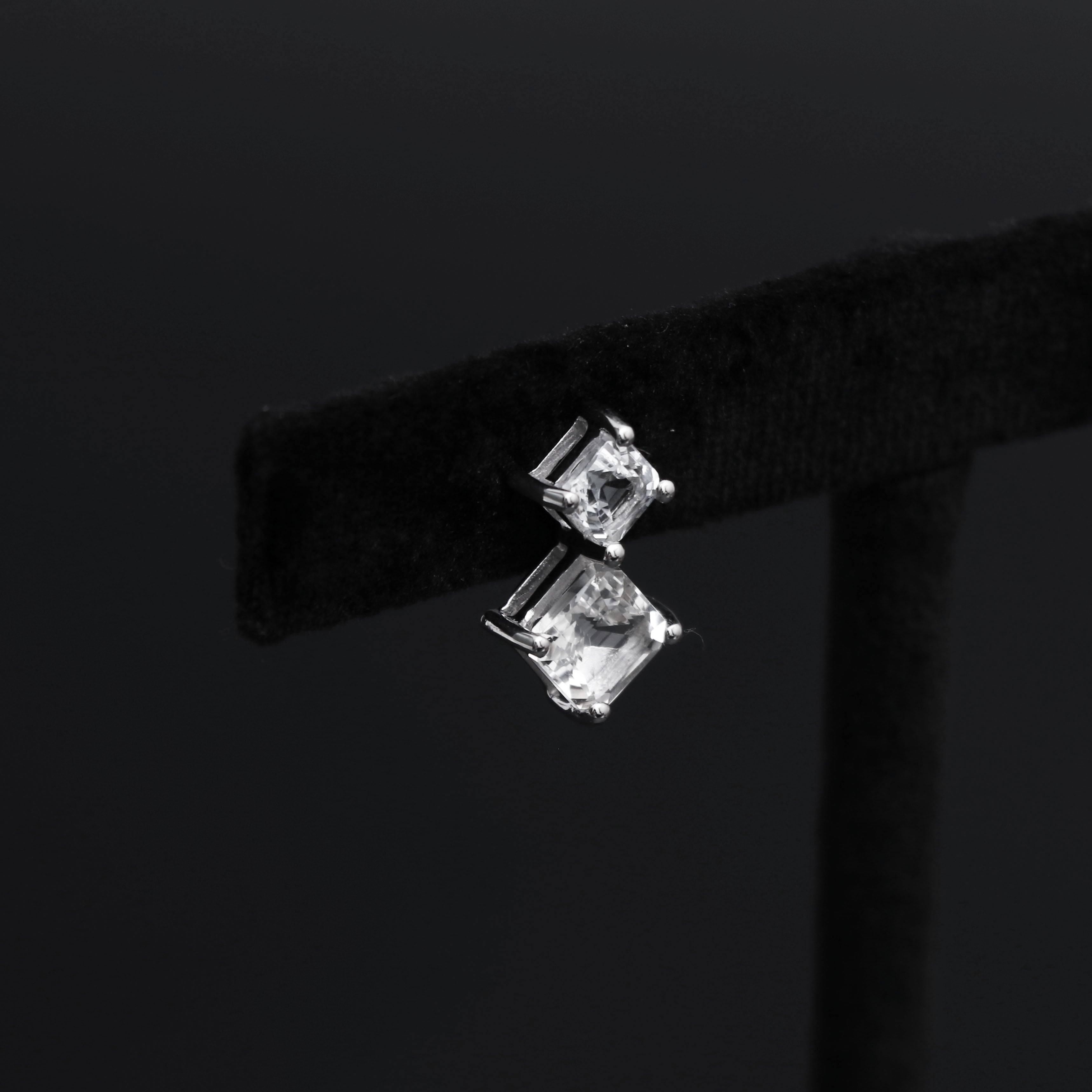 White Topaz Octagon Gemstone Earring