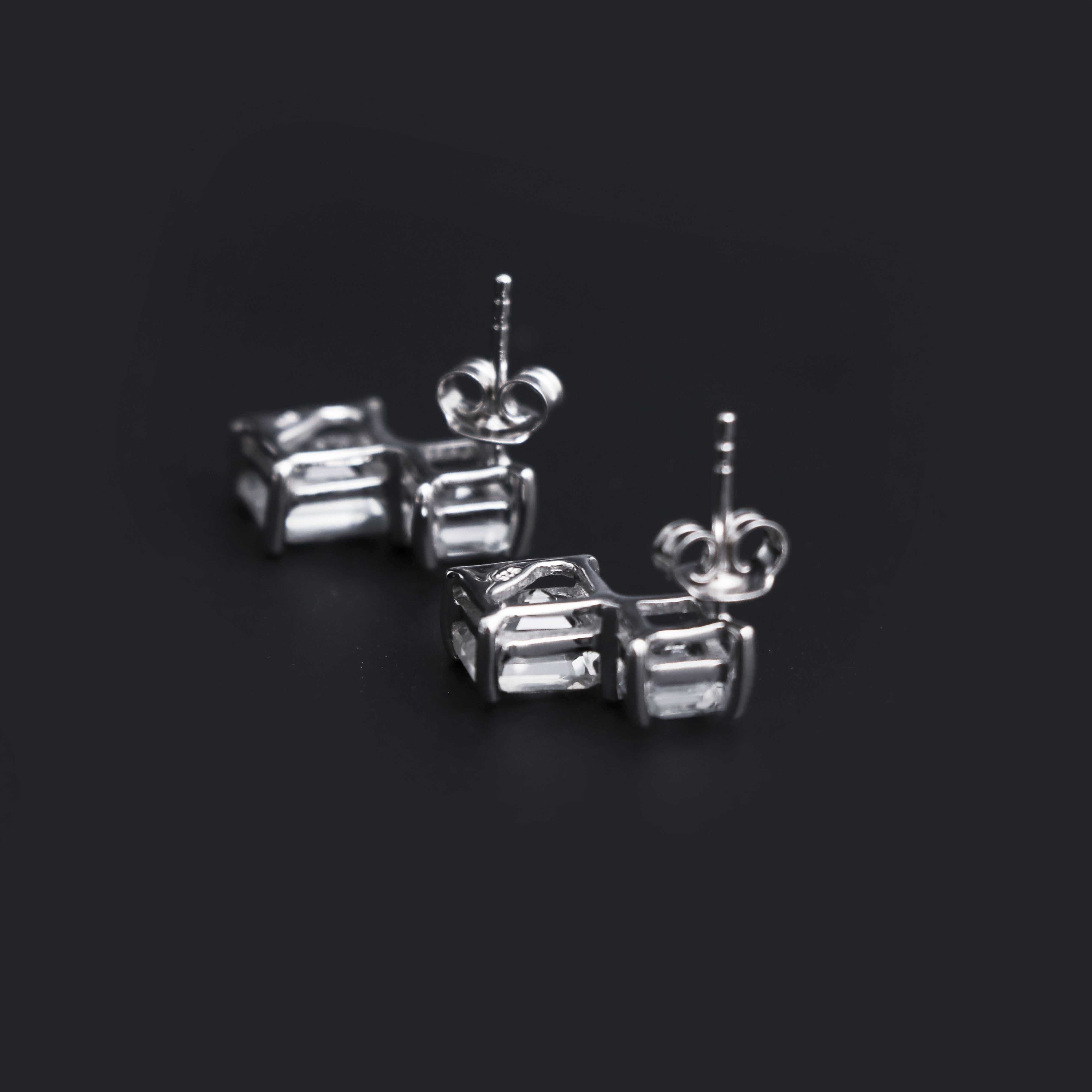 White Topaz Octagon Gemstone Earring