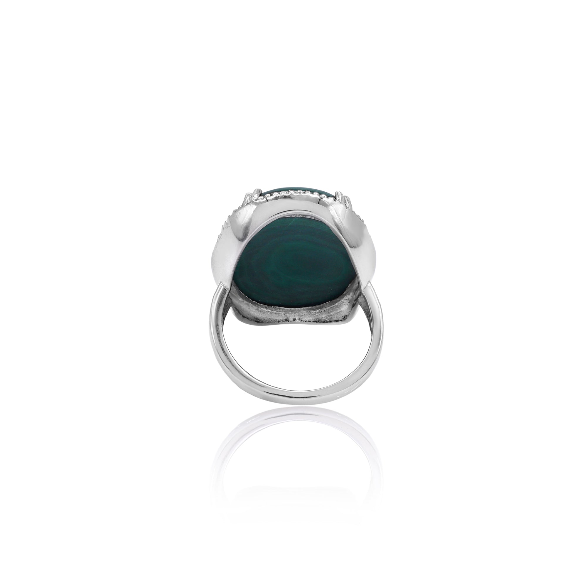 925 Sterling Silver Malachite Oval Gemstone Ring