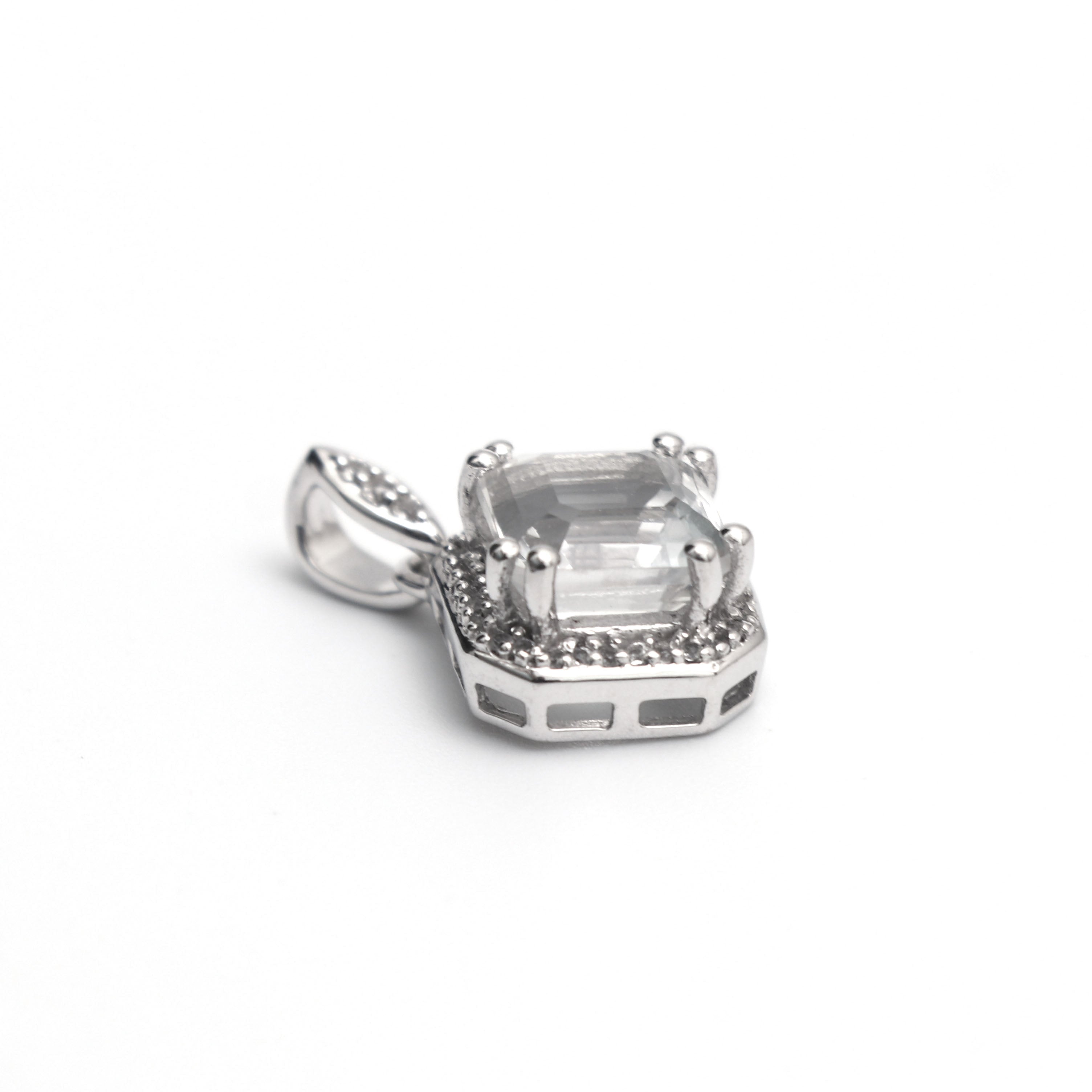White Topaz Silver Pendant