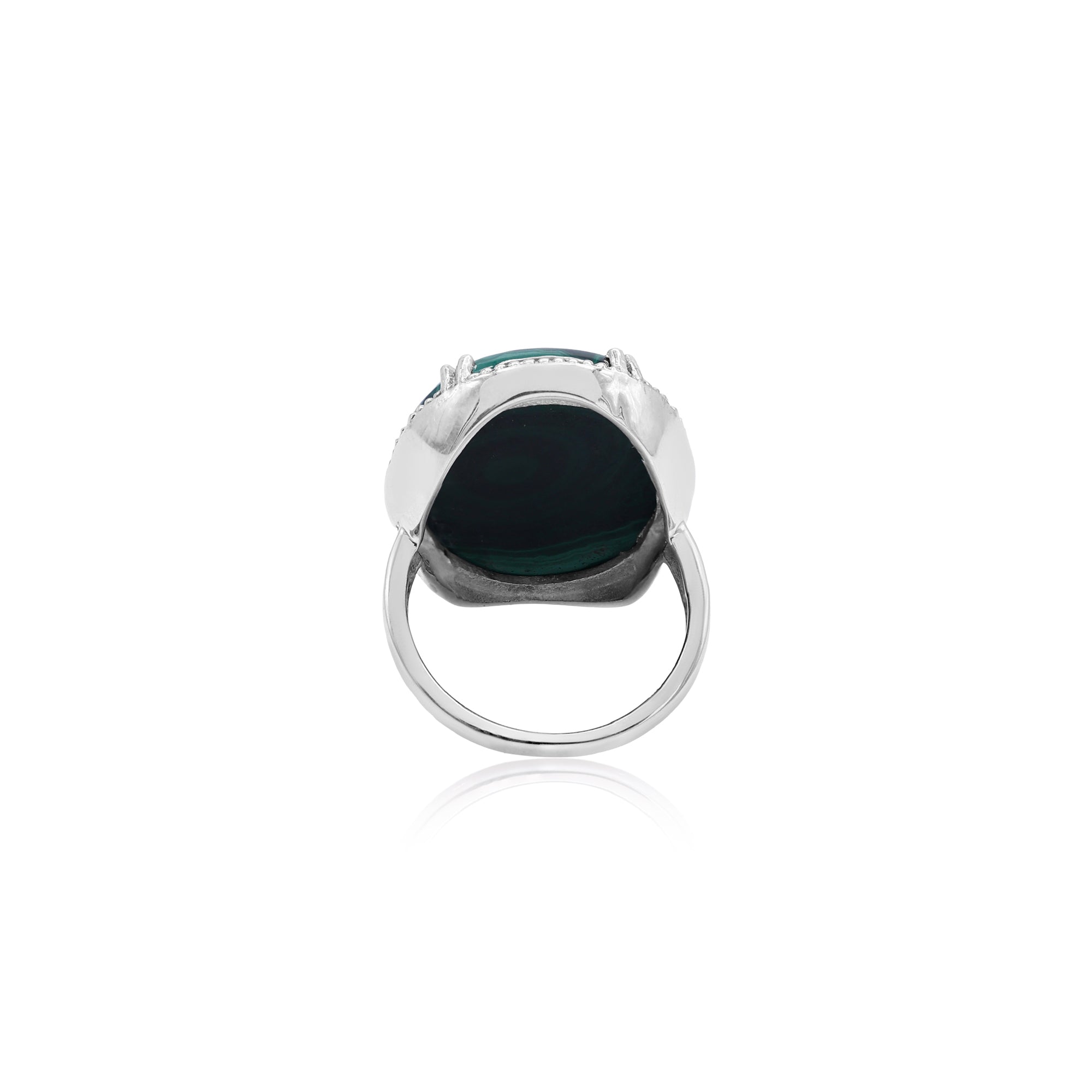 Natural Green Malachite Oval Cabochon Ring