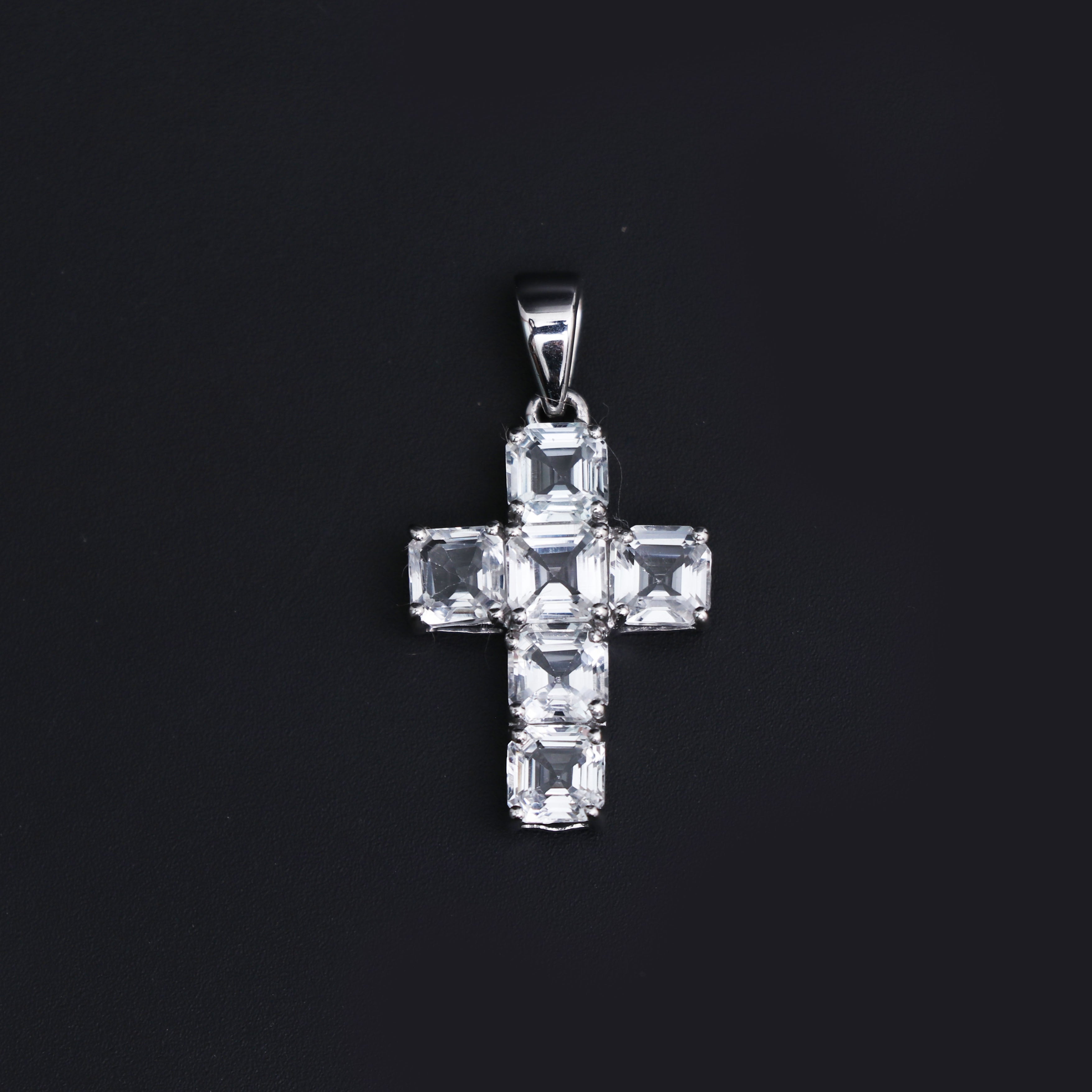 Natural White Topaz Cross Pendant