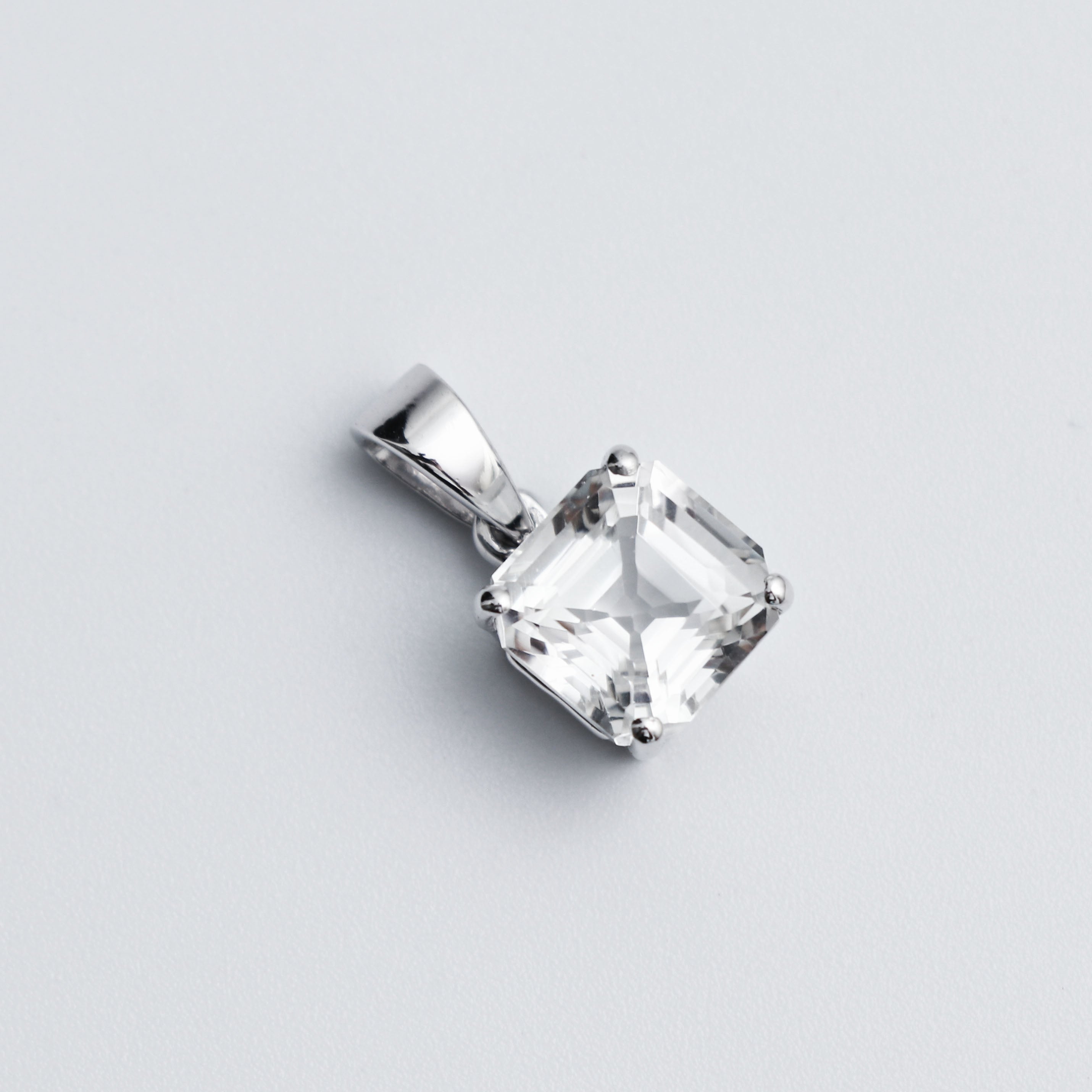 Natural White Topaz Square Pendant