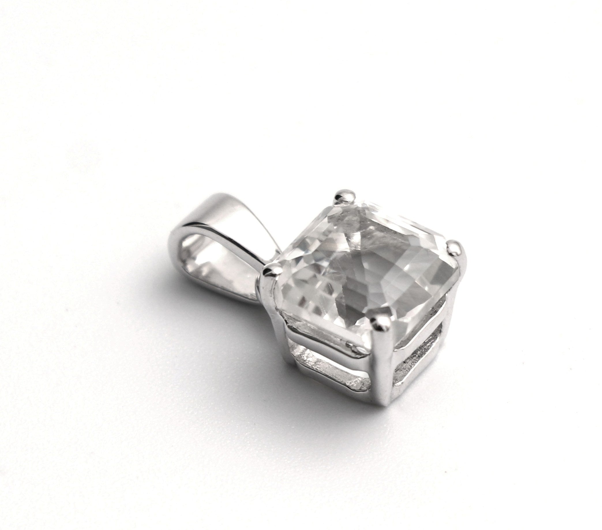 Natural White Topaz Square Pendant