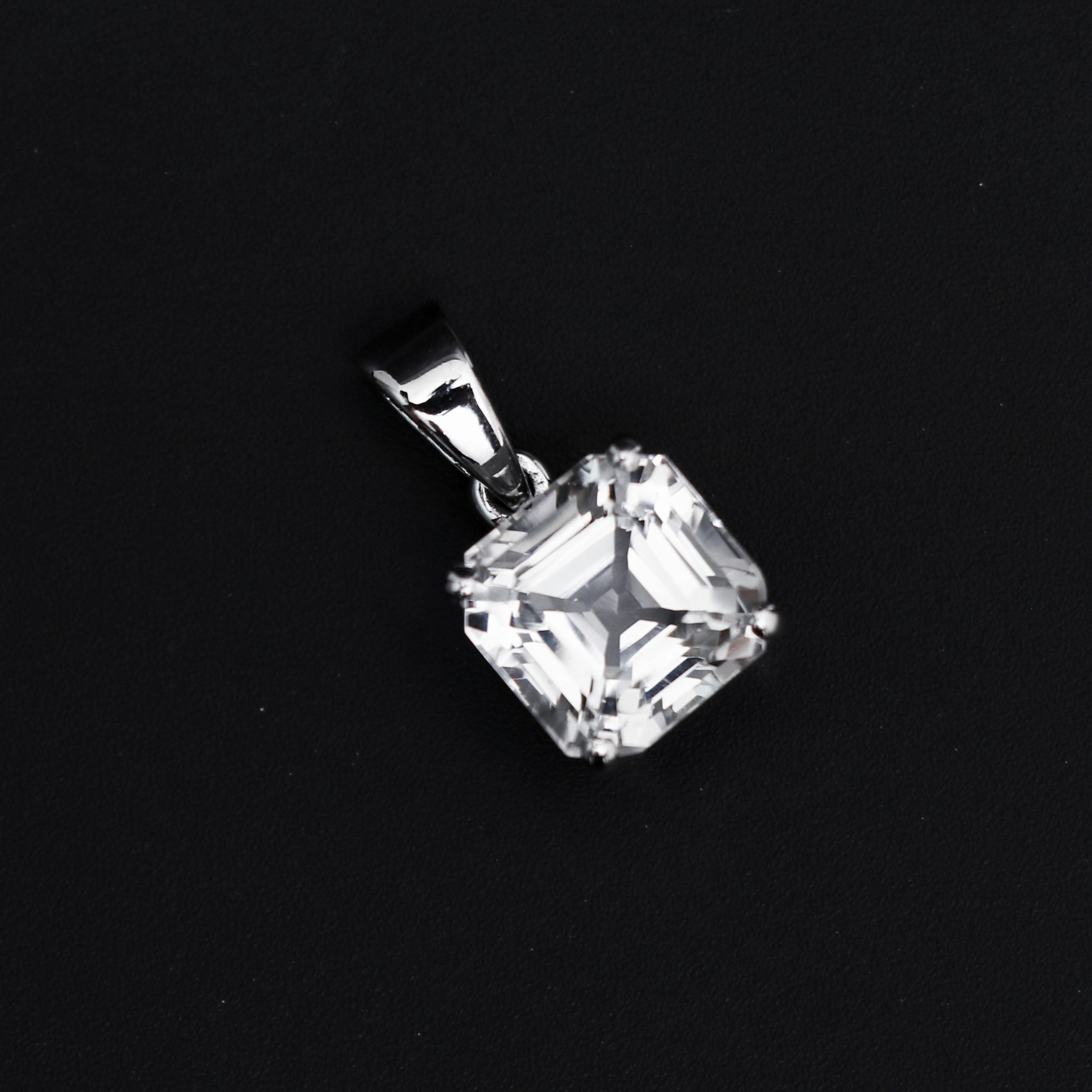 Natural White Topaz Square Pendant