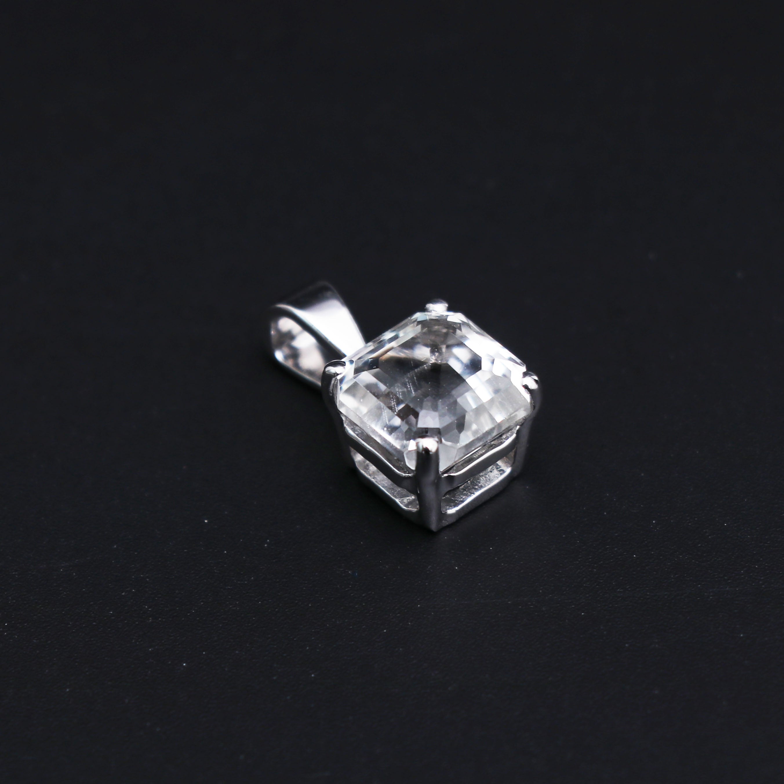 Natural White Topaz Square Pendant