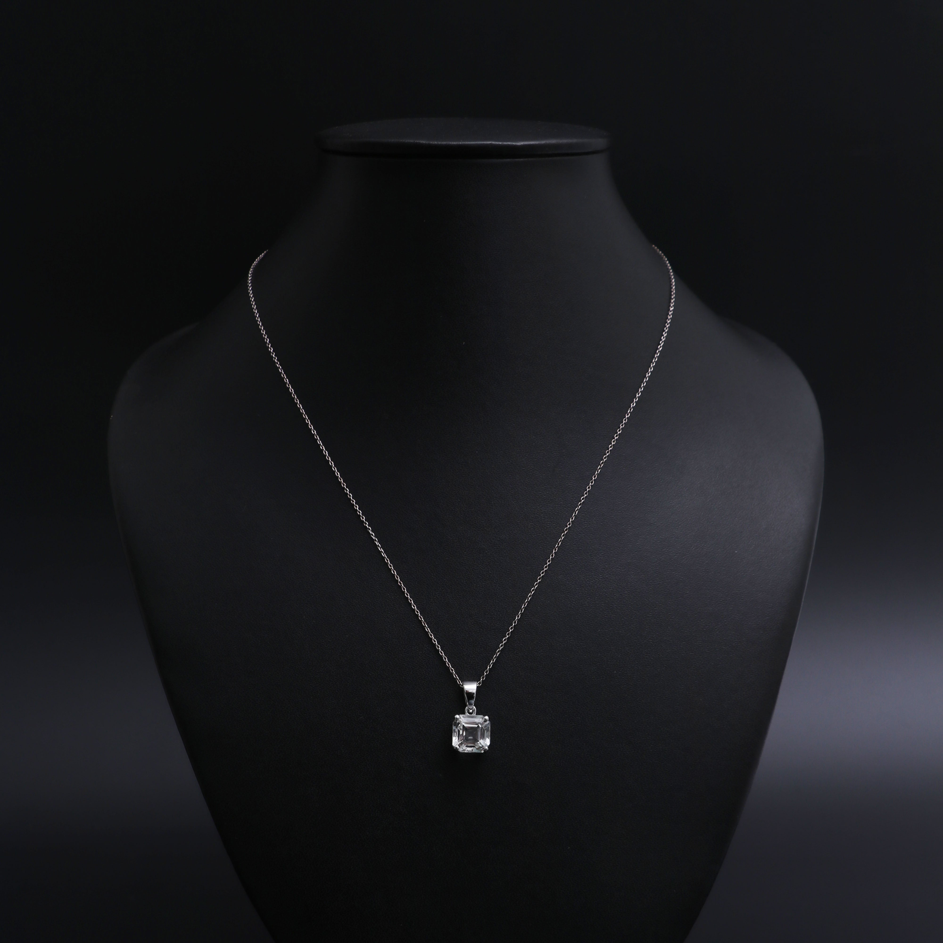 Natural White Topaz Square Pendant