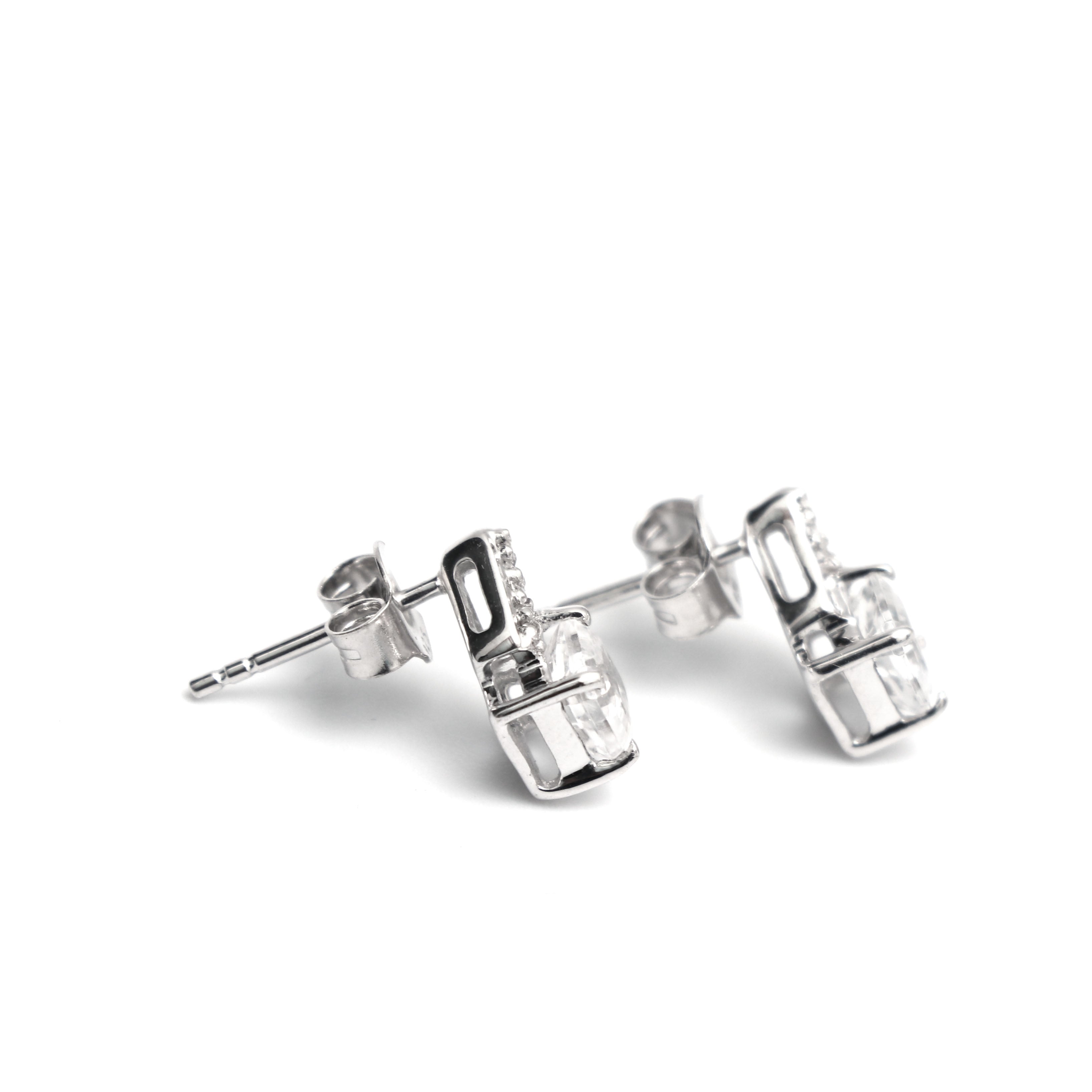 Natural White Topaz Stud Earring