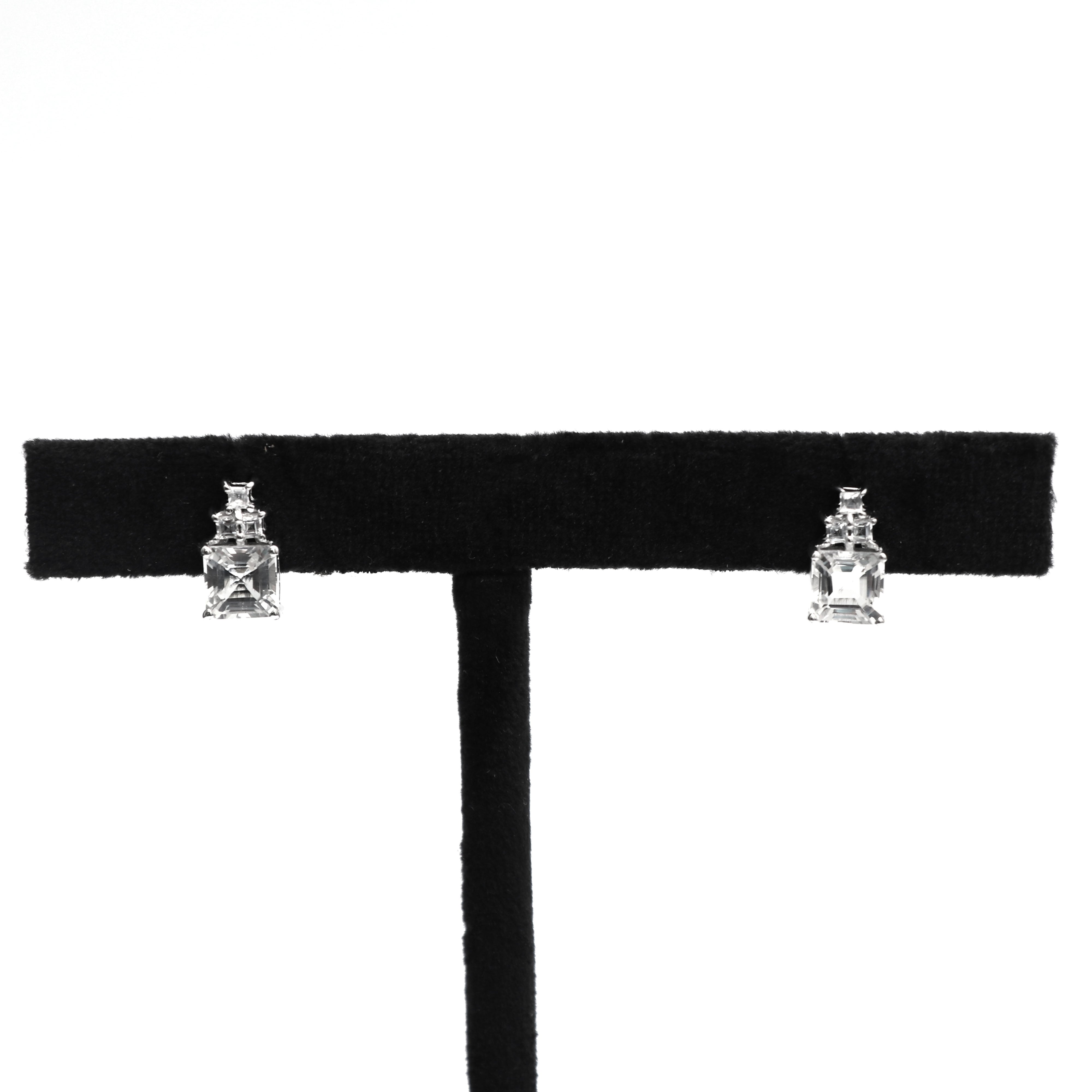 Natural White Topaz Earring