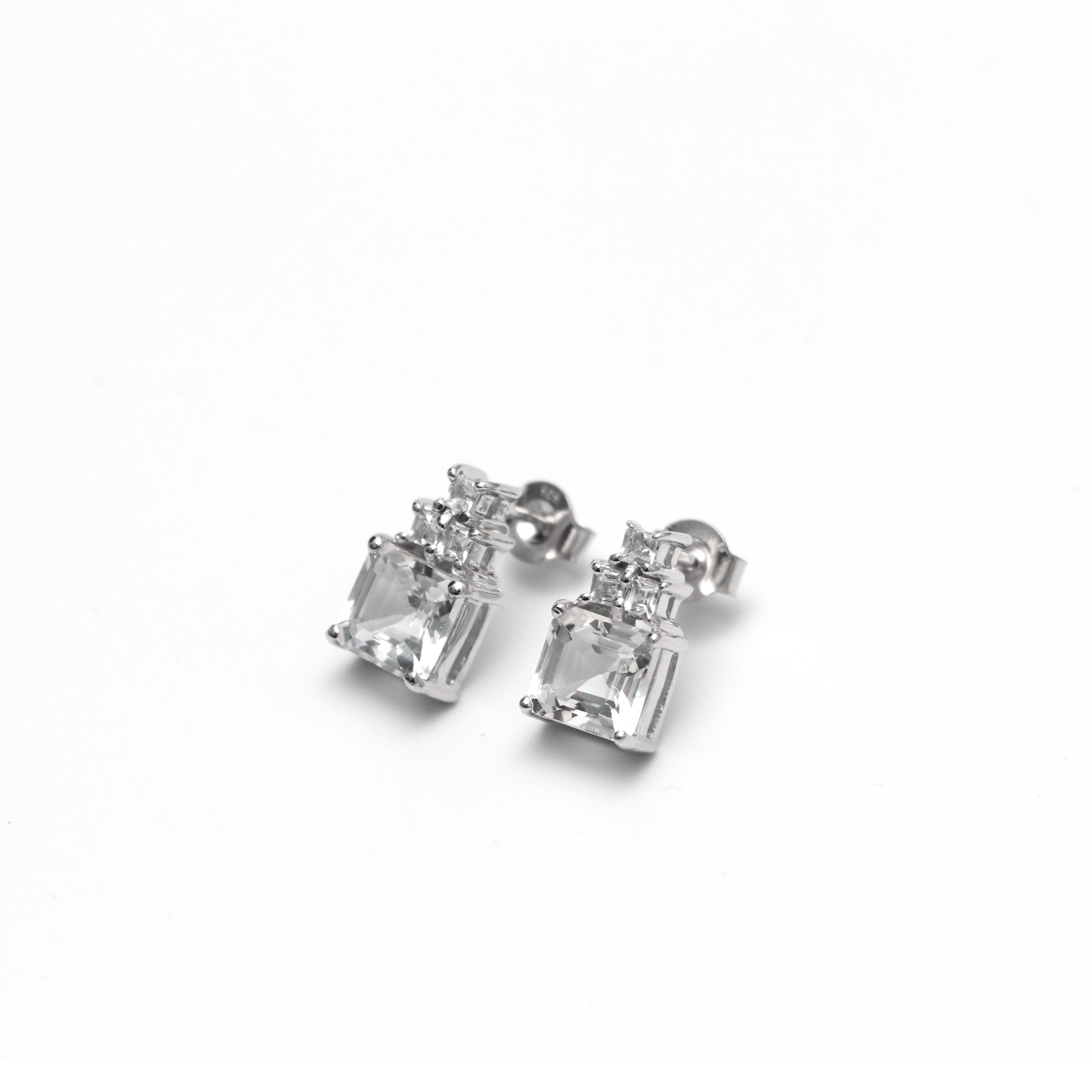 Natural White Topaz Earring