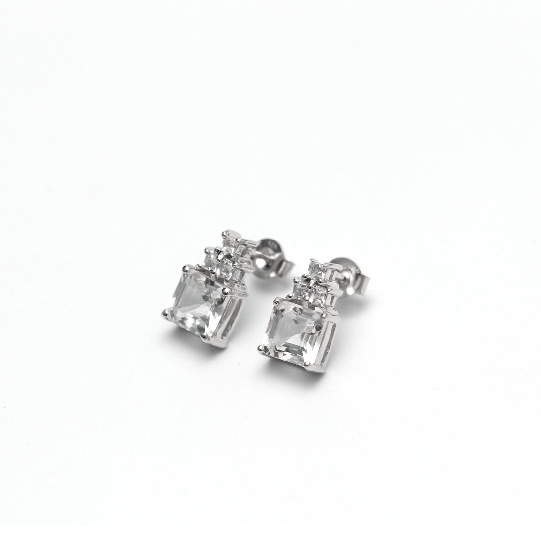 Natural White Topaz Earring