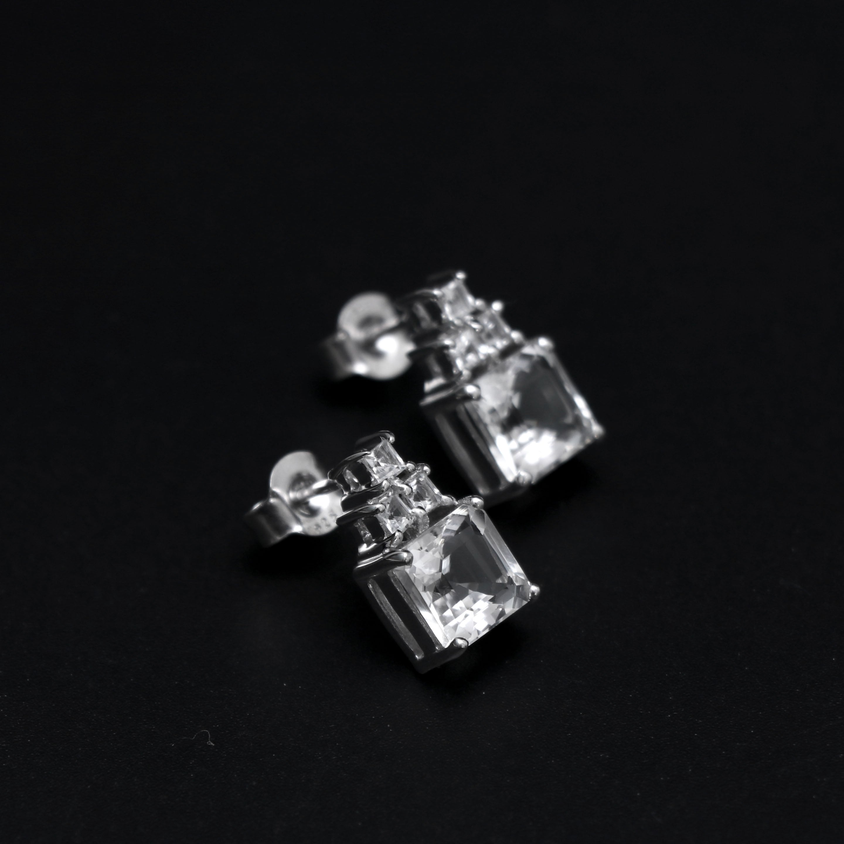Natural White Topaz Earring