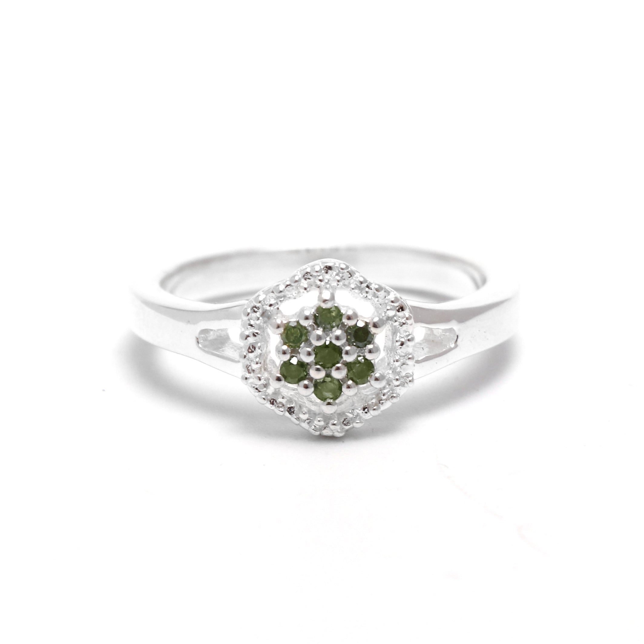 Natural Green Diamond Stone Ring