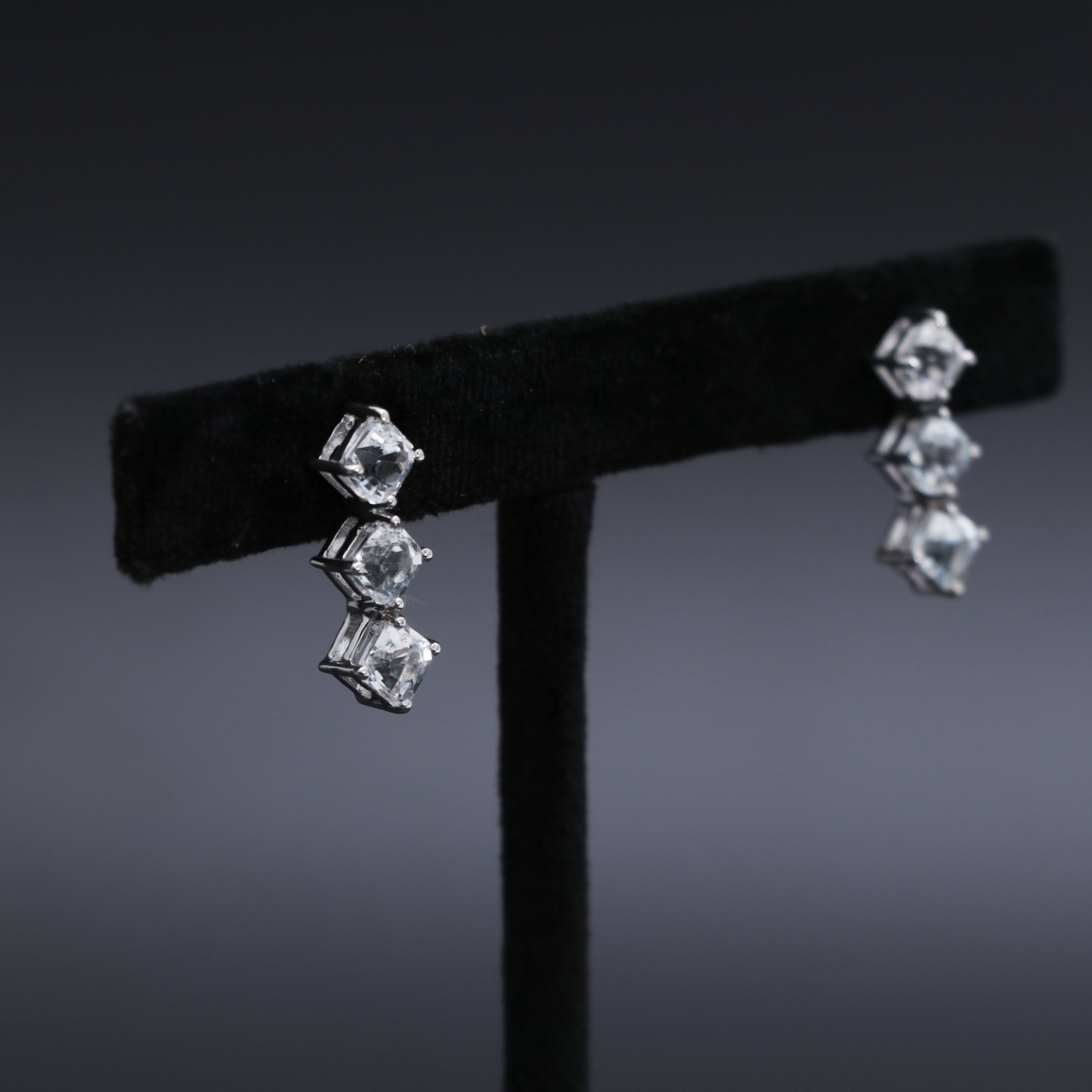Natural White Topaz Drop Earring