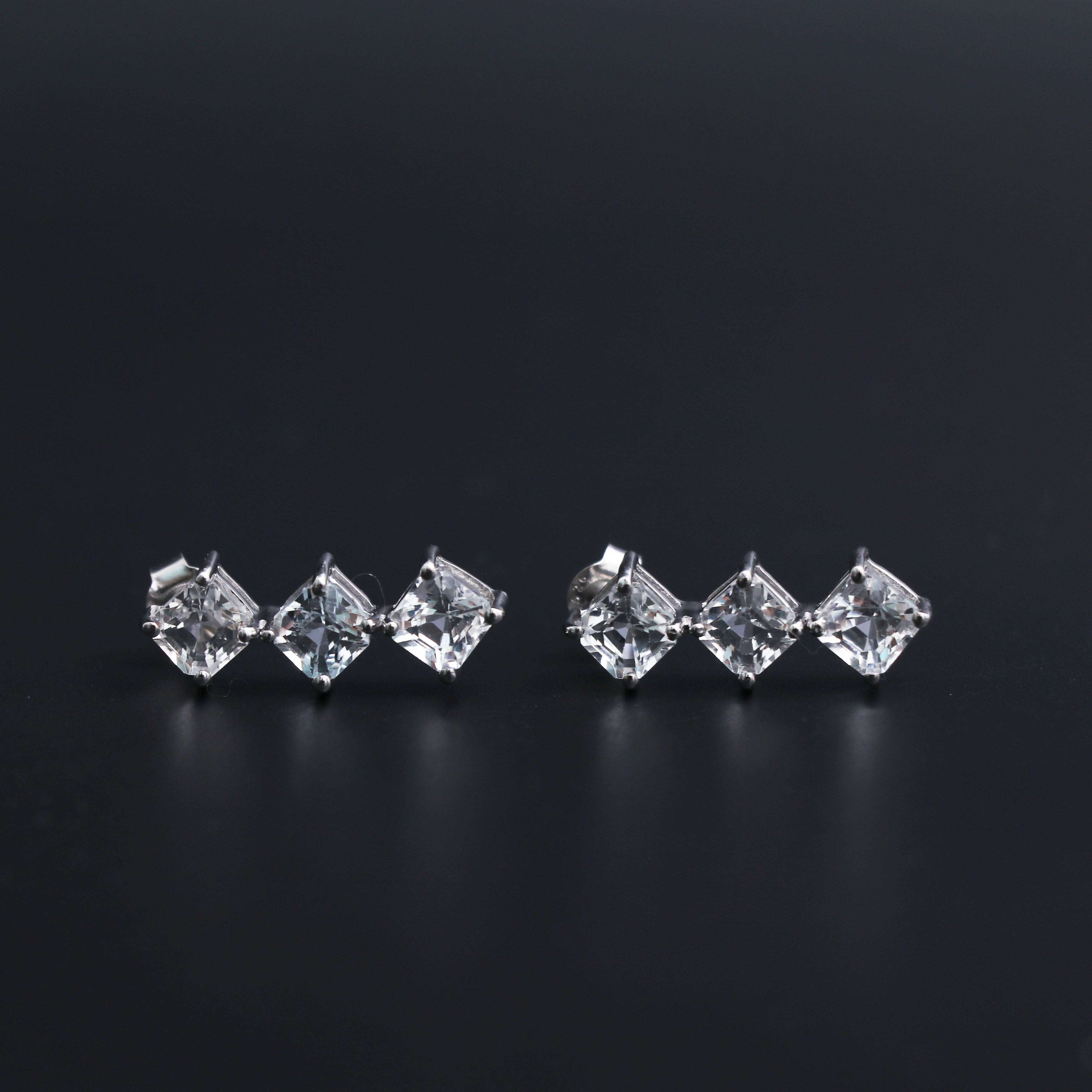 Natural White Topaz Drop Earring