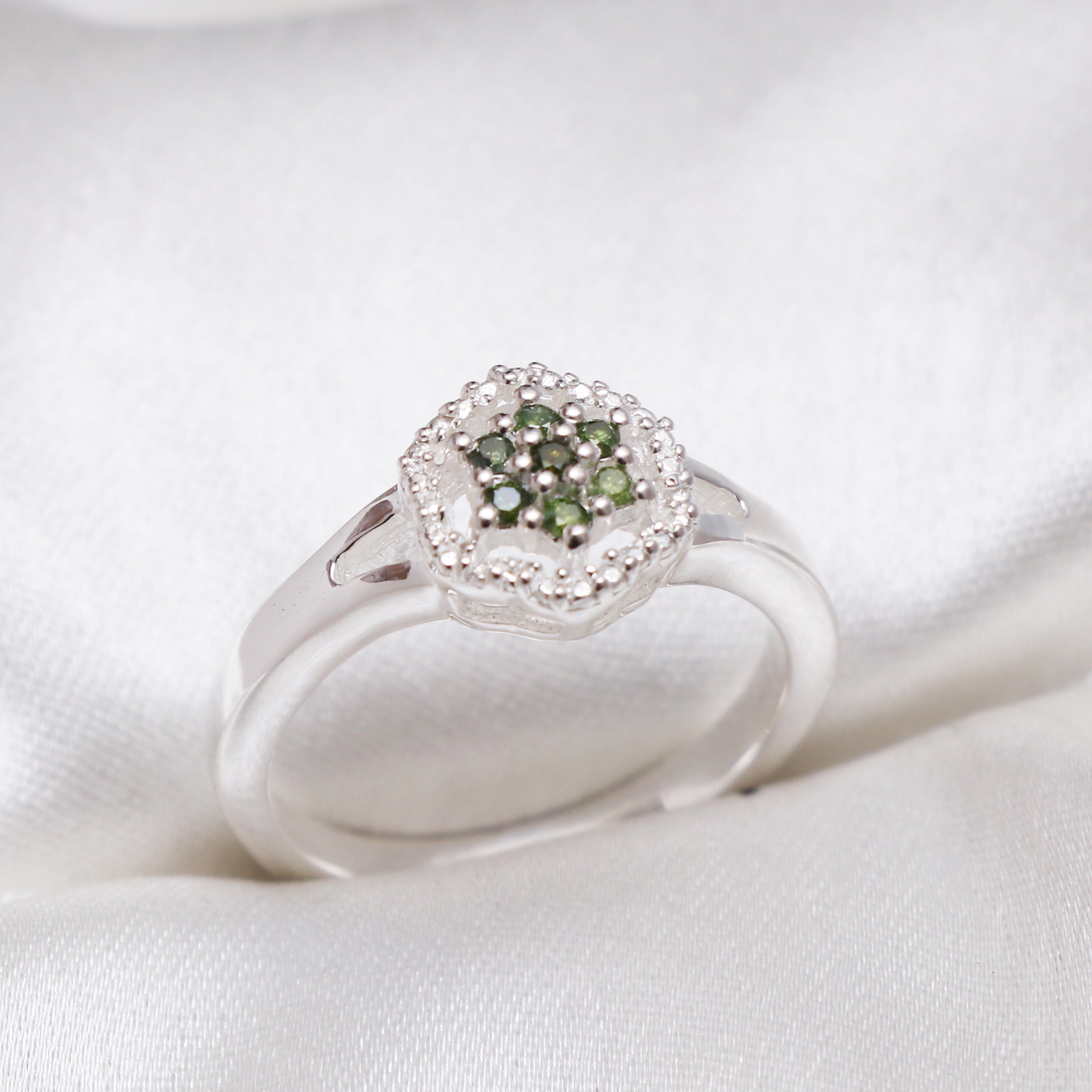 Natural Green Diamond Stone Ring