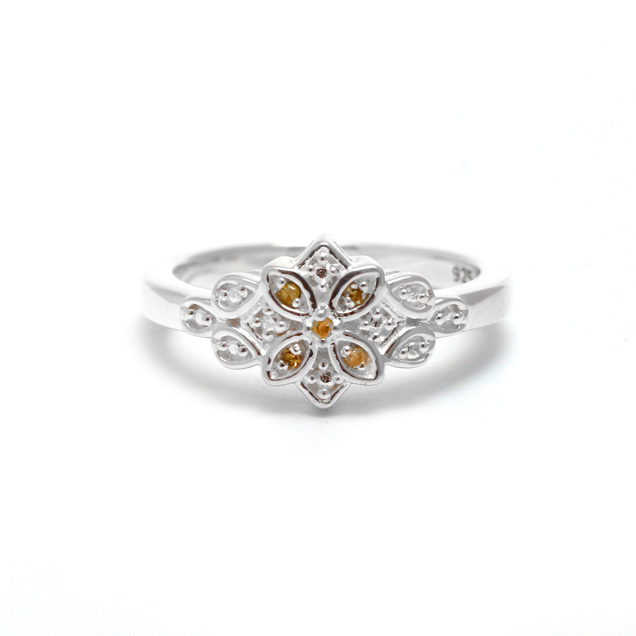 Natural Yellow Diamond Silver Ring