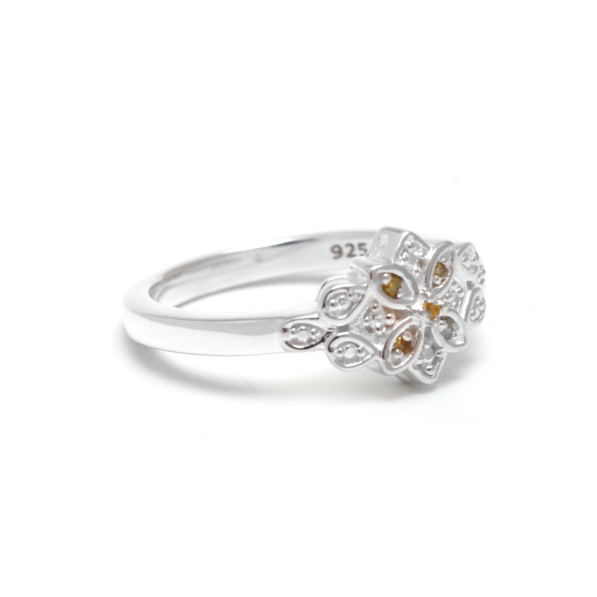 Natural Yellow Diamond Silver Ring