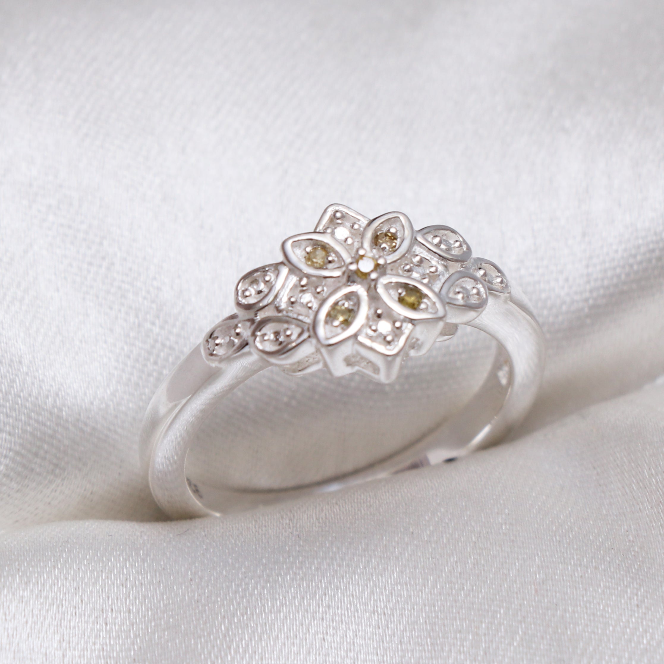 Natural Yellow Diamond Silver Ring
