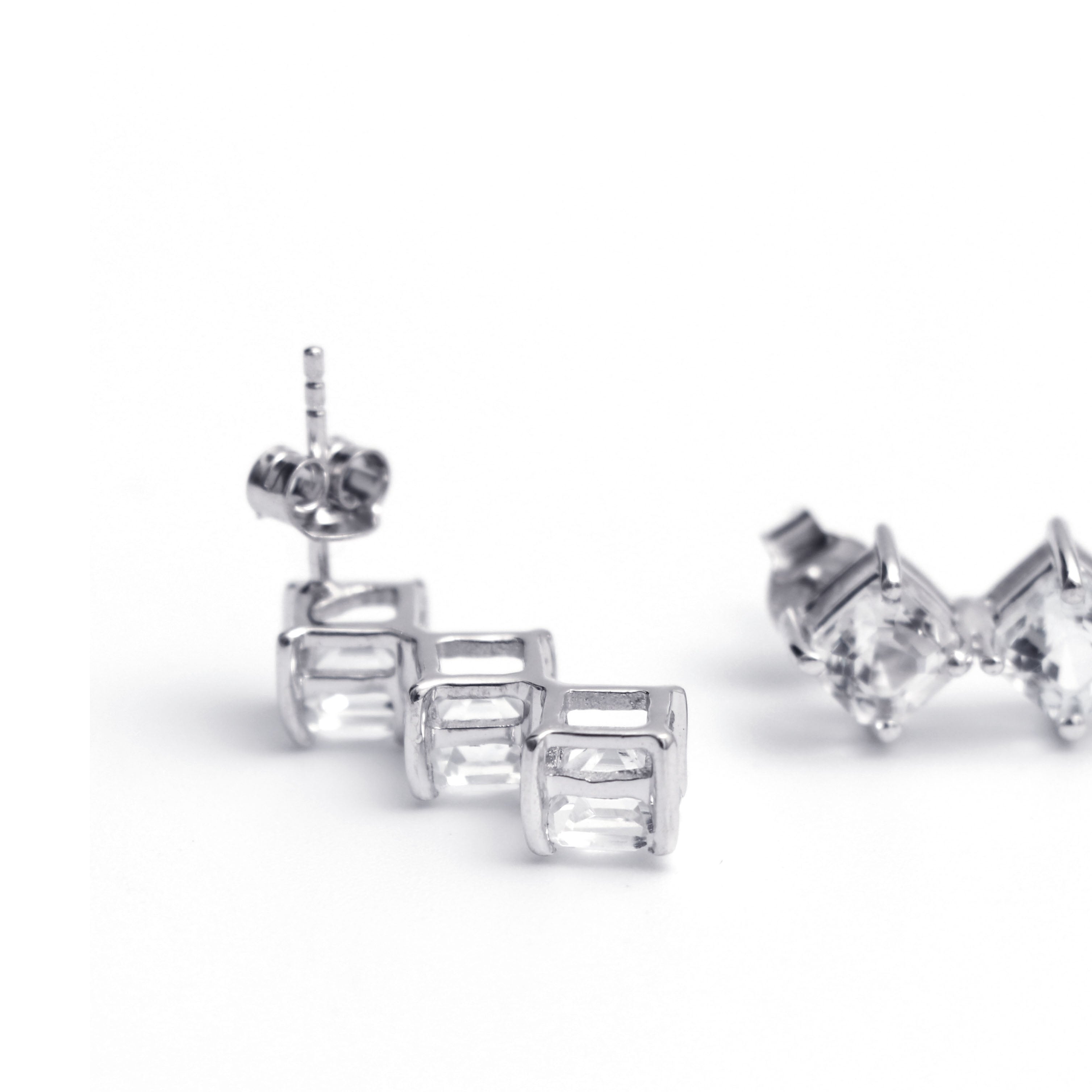 Natural White Topaz Drop Earring