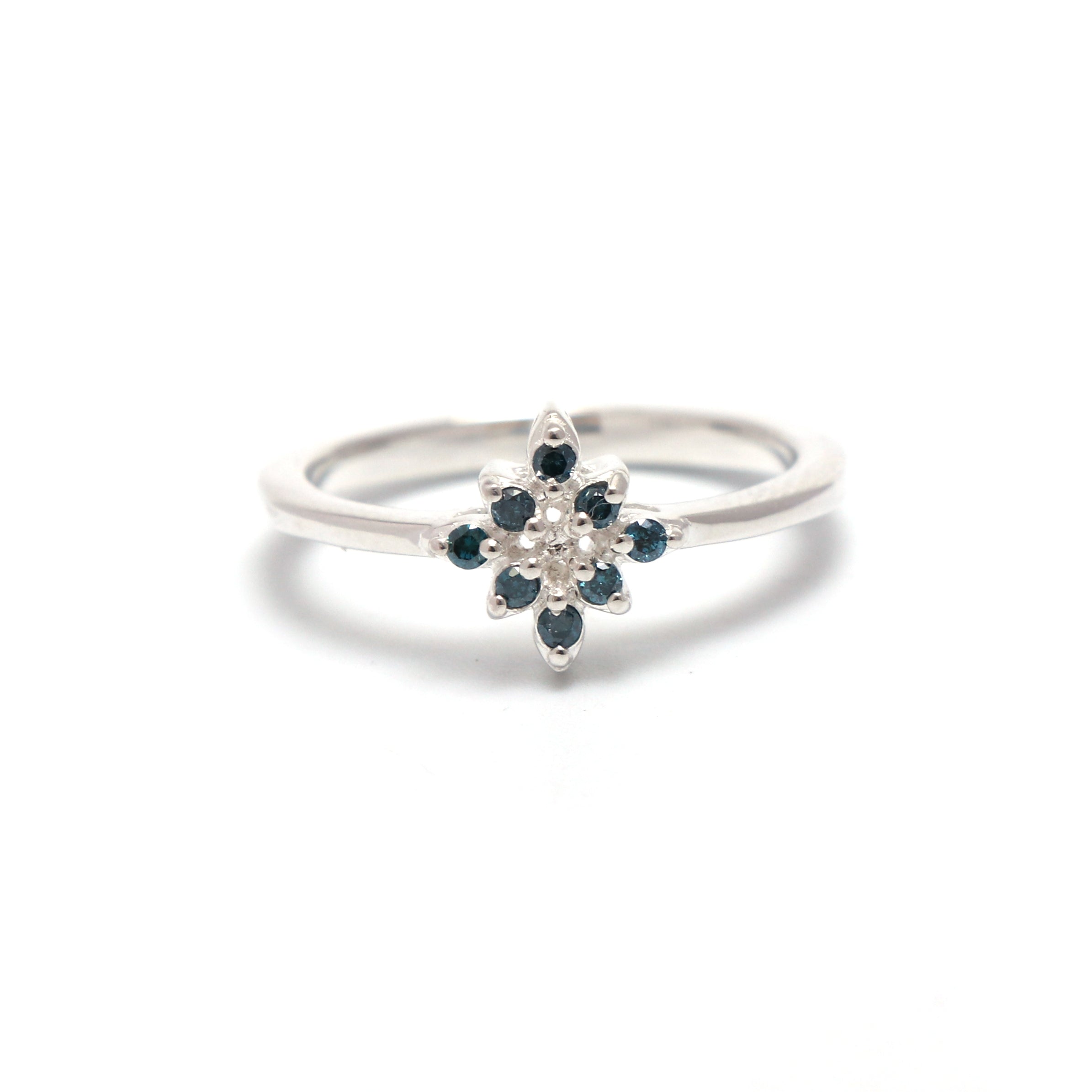 Natural Blue Diamond Silver Ring