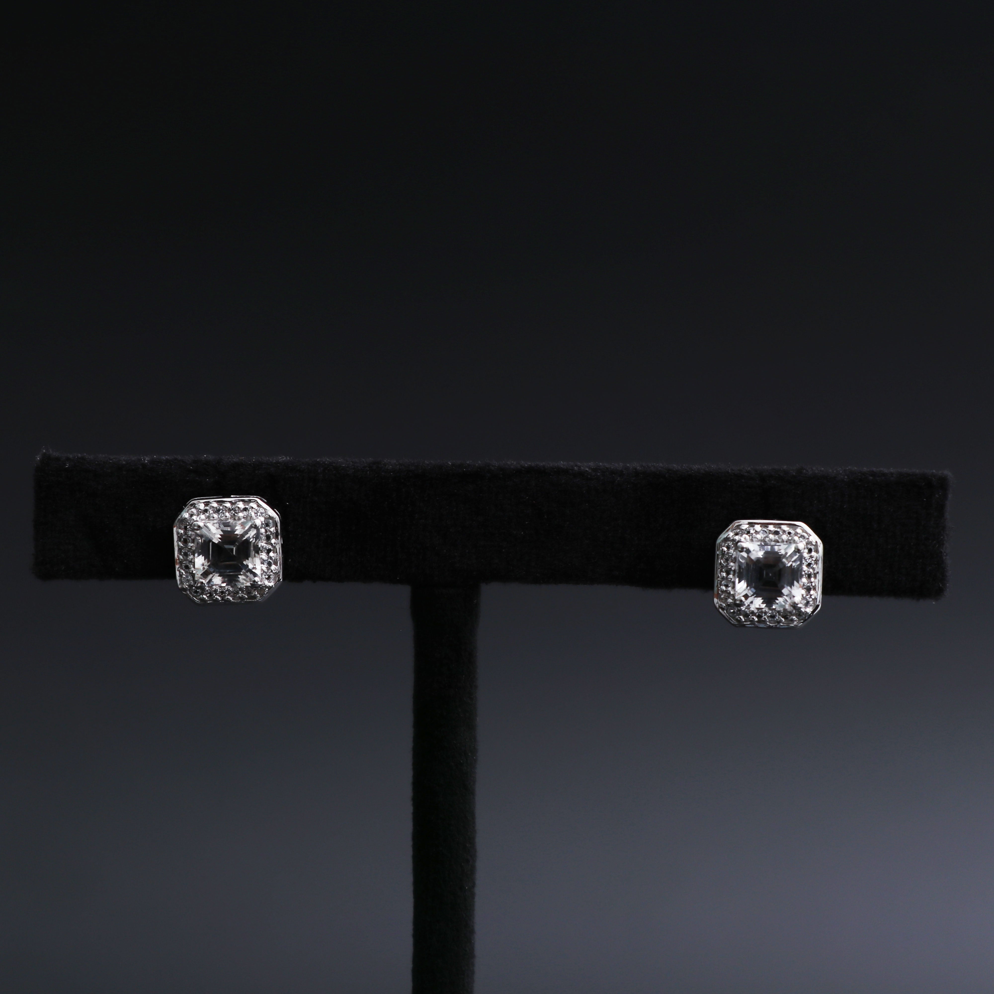 Natural White Topaz Studs Earring