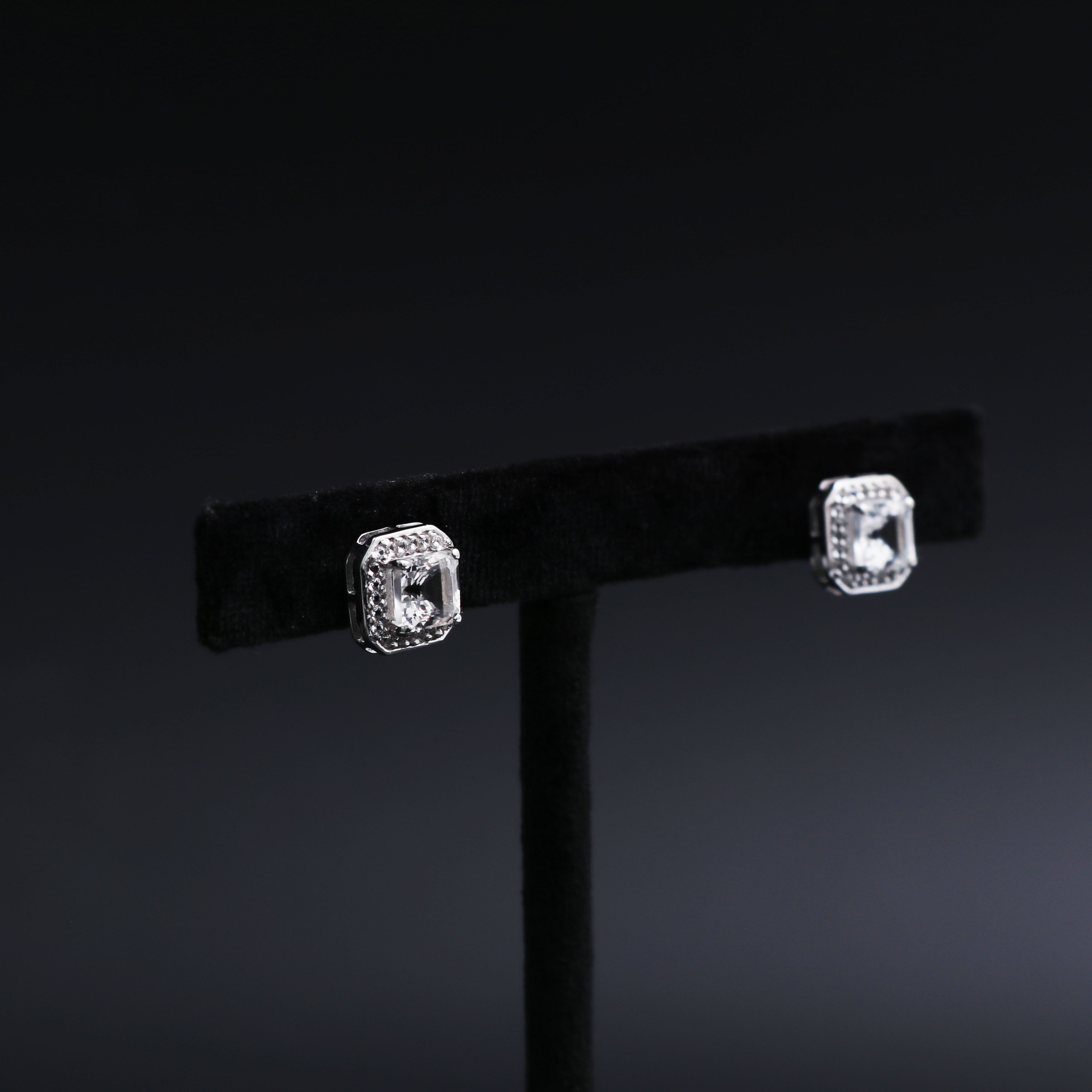 Natural White Topaz Studs Earring