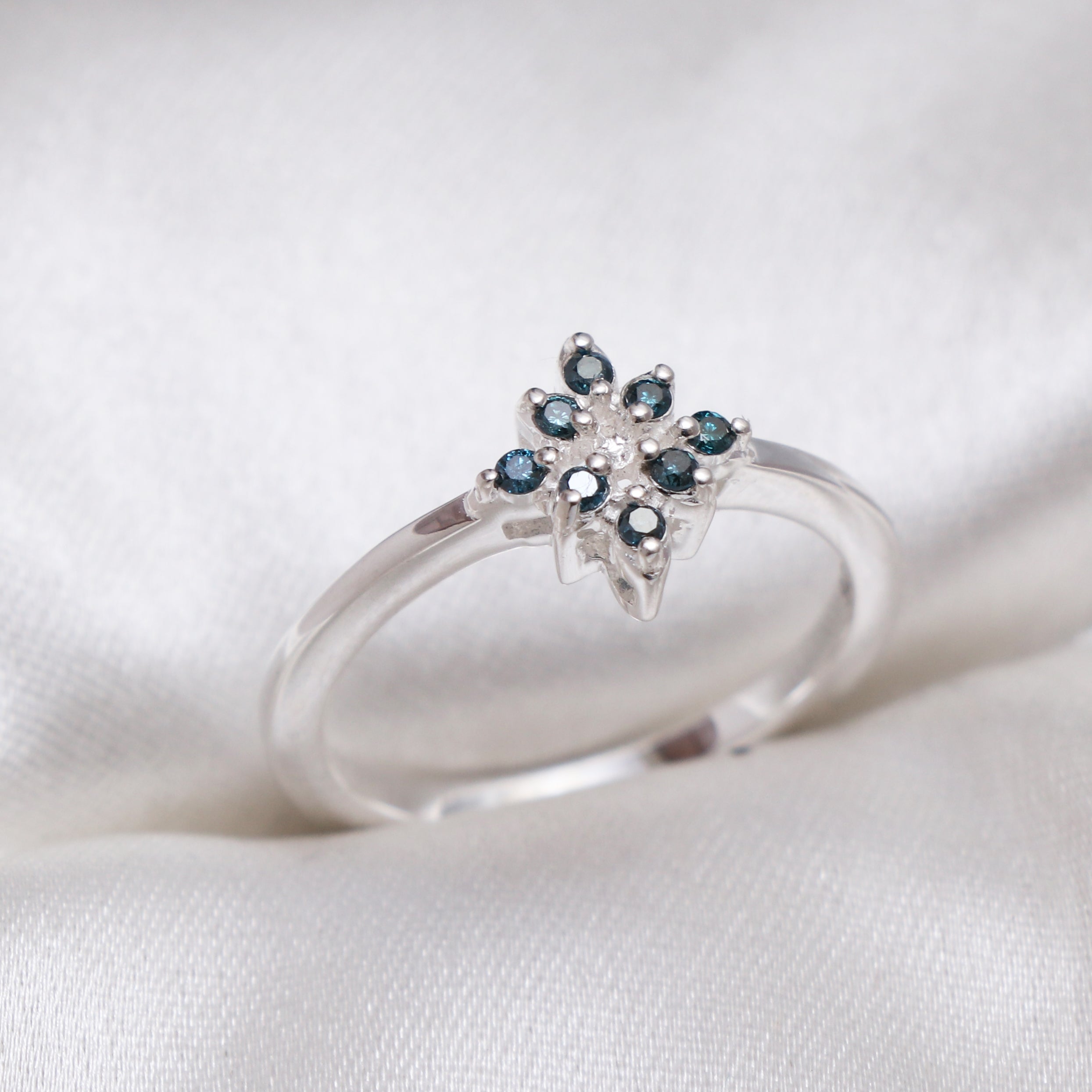 Natural Blue Diamond Silver Ring