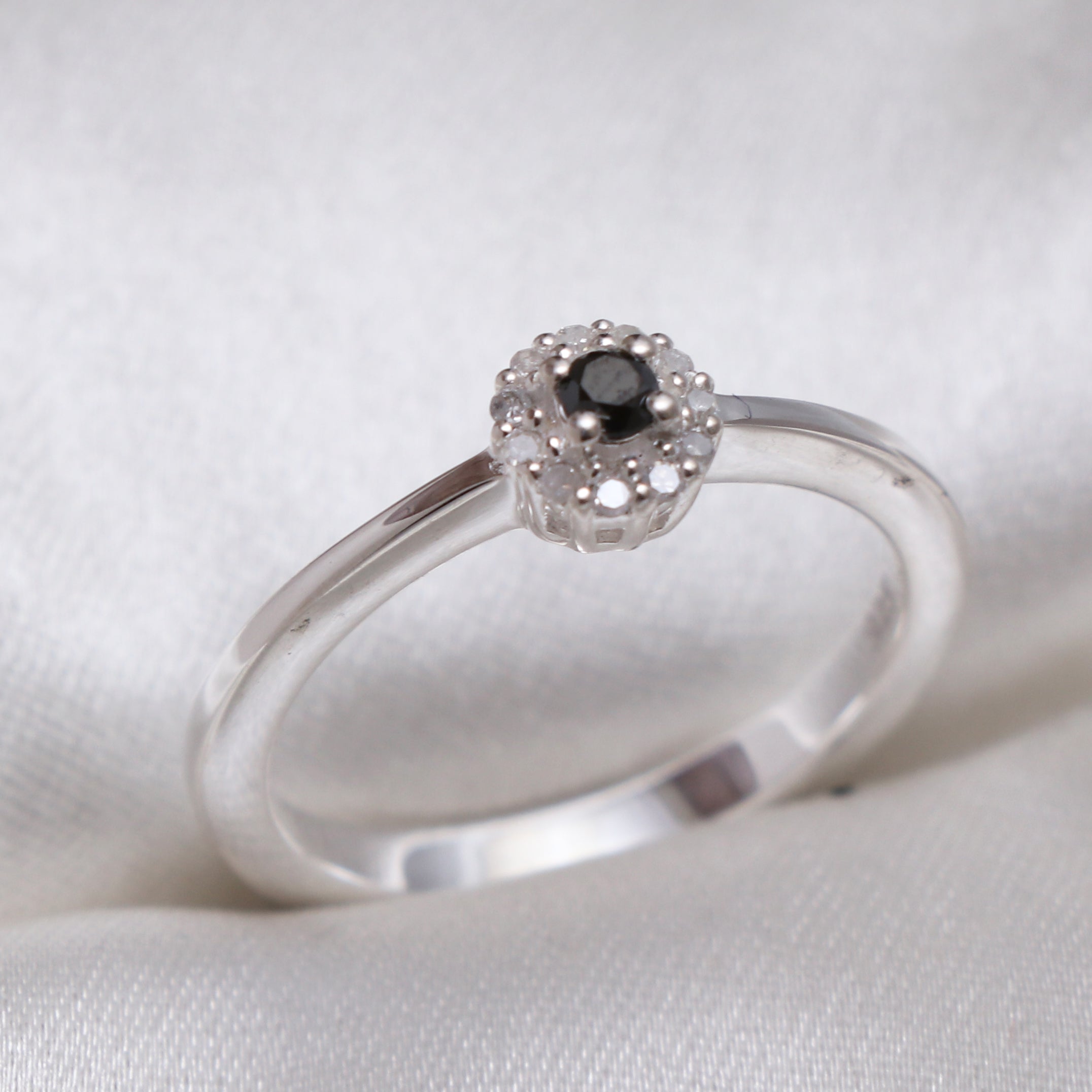 Natural Black And White Diamond Ring