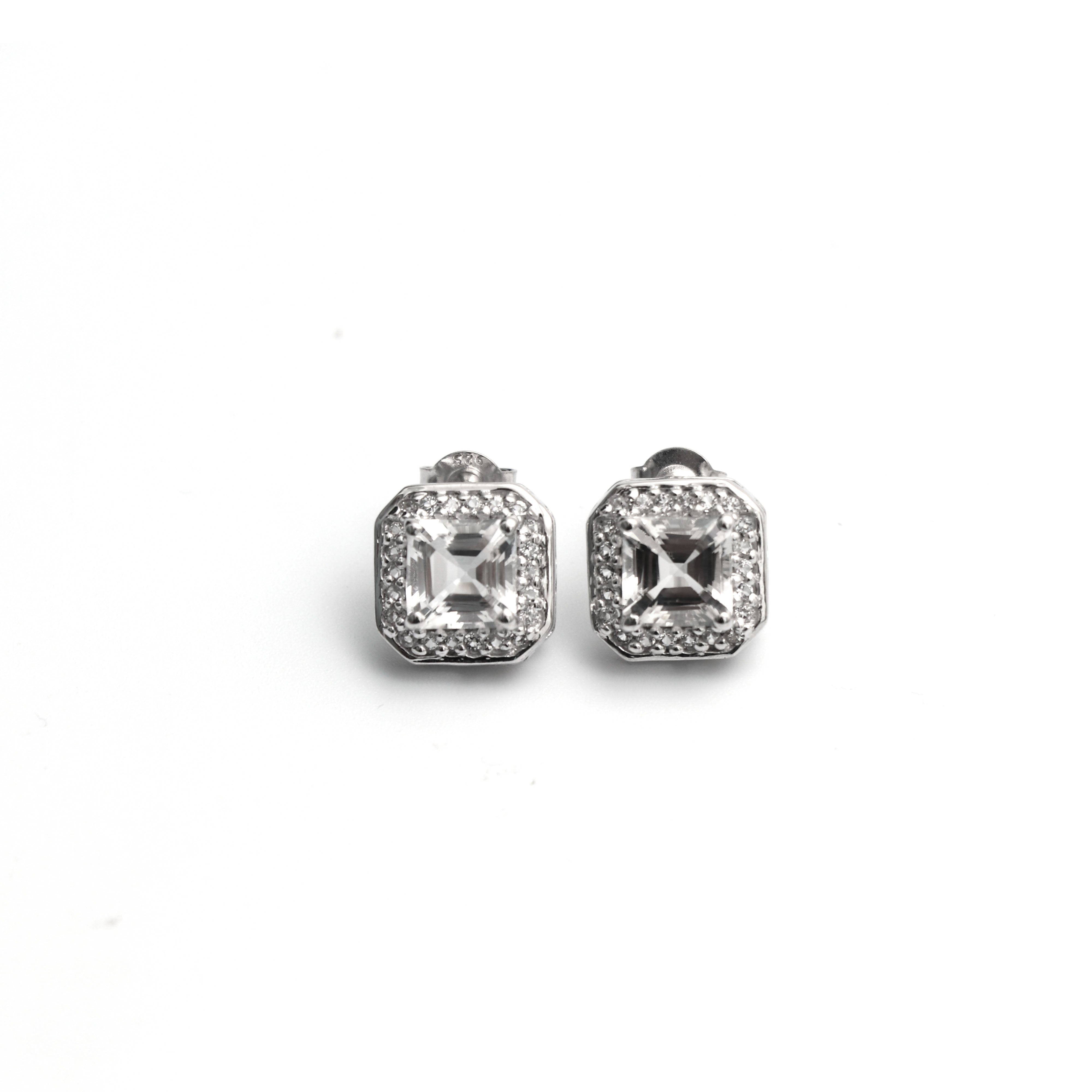 Natural White Topaz Studs Earring