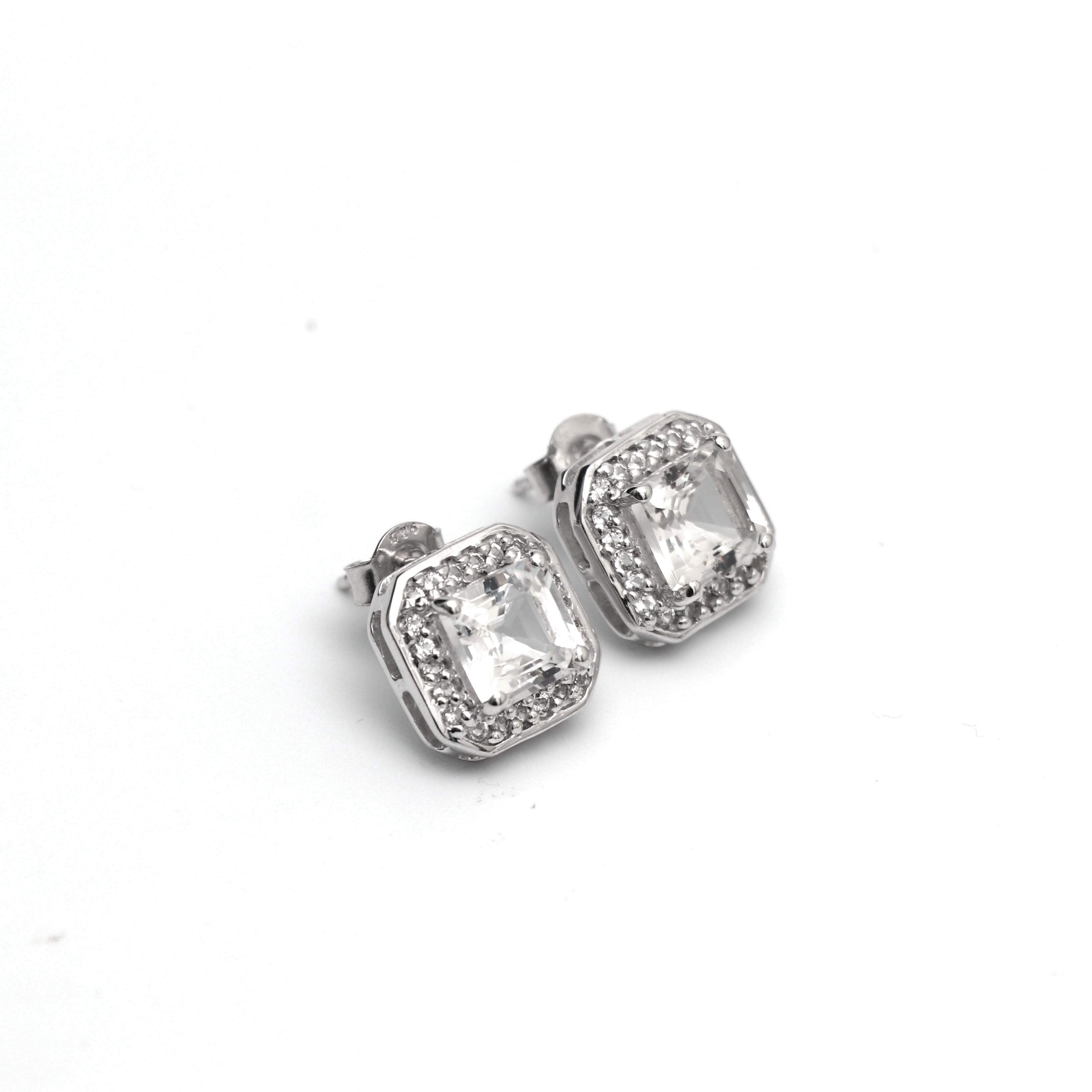 Natural White Topaz Studs Earring