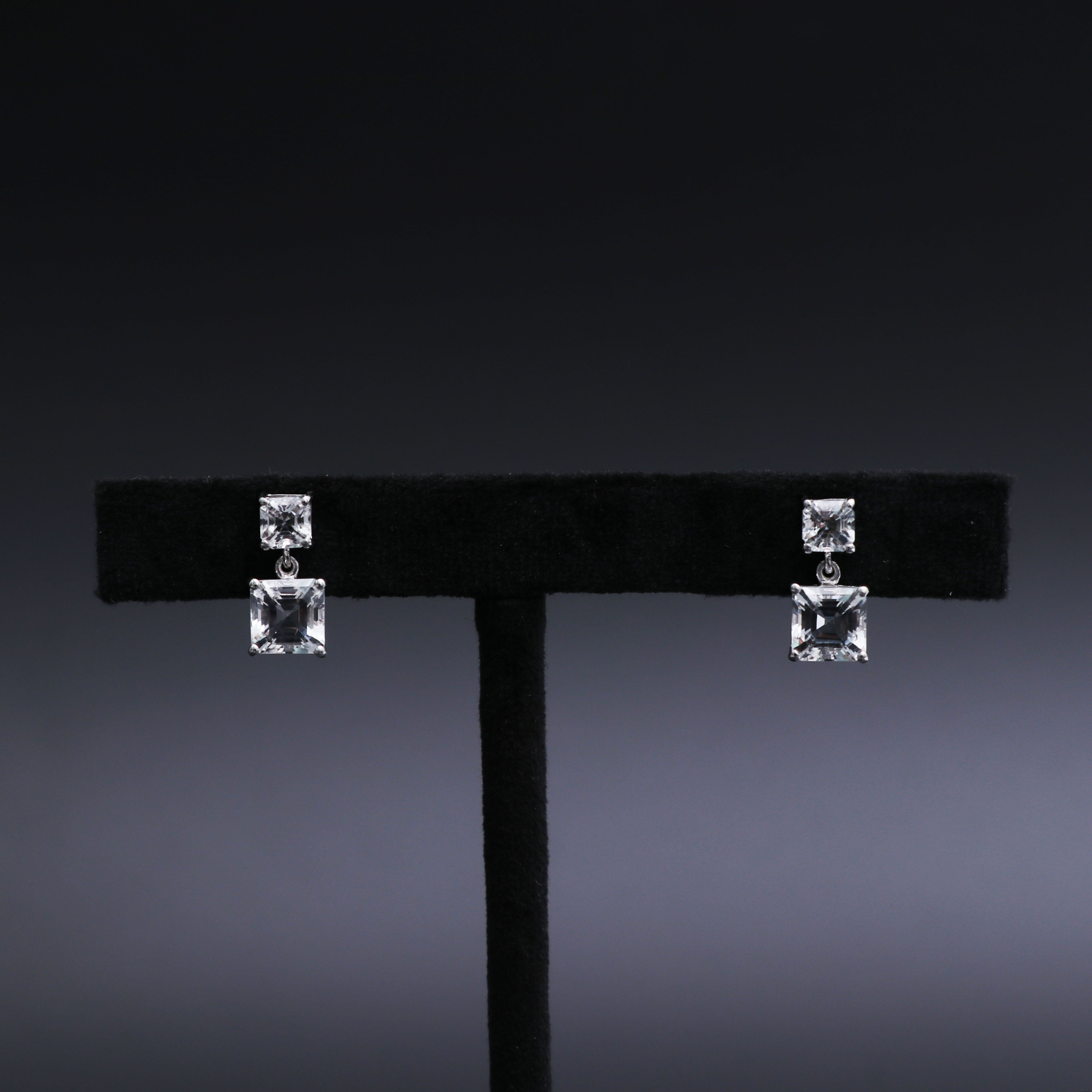 White Topaz Asscher Cut Earring