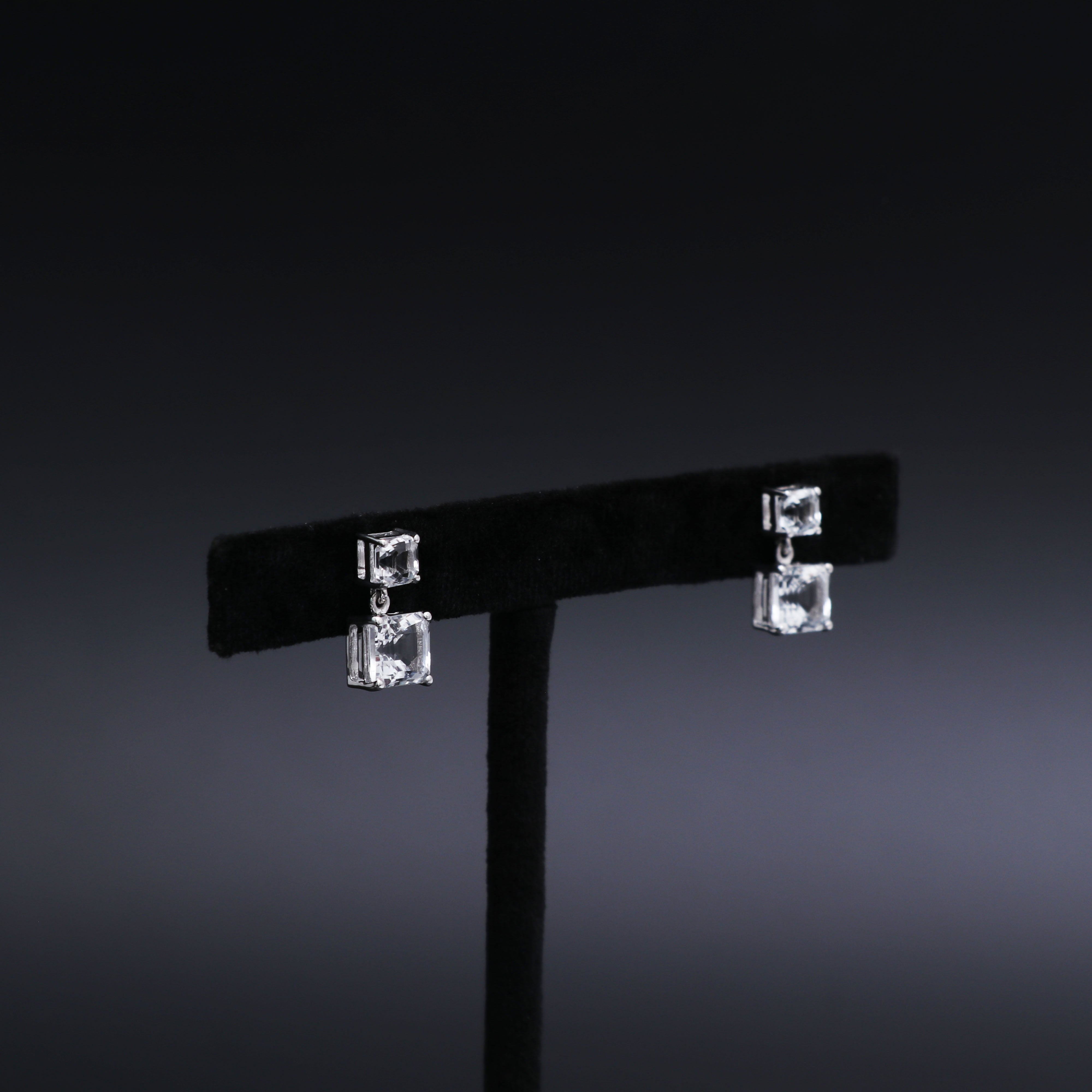 White Topaz Asscher Cut Earring