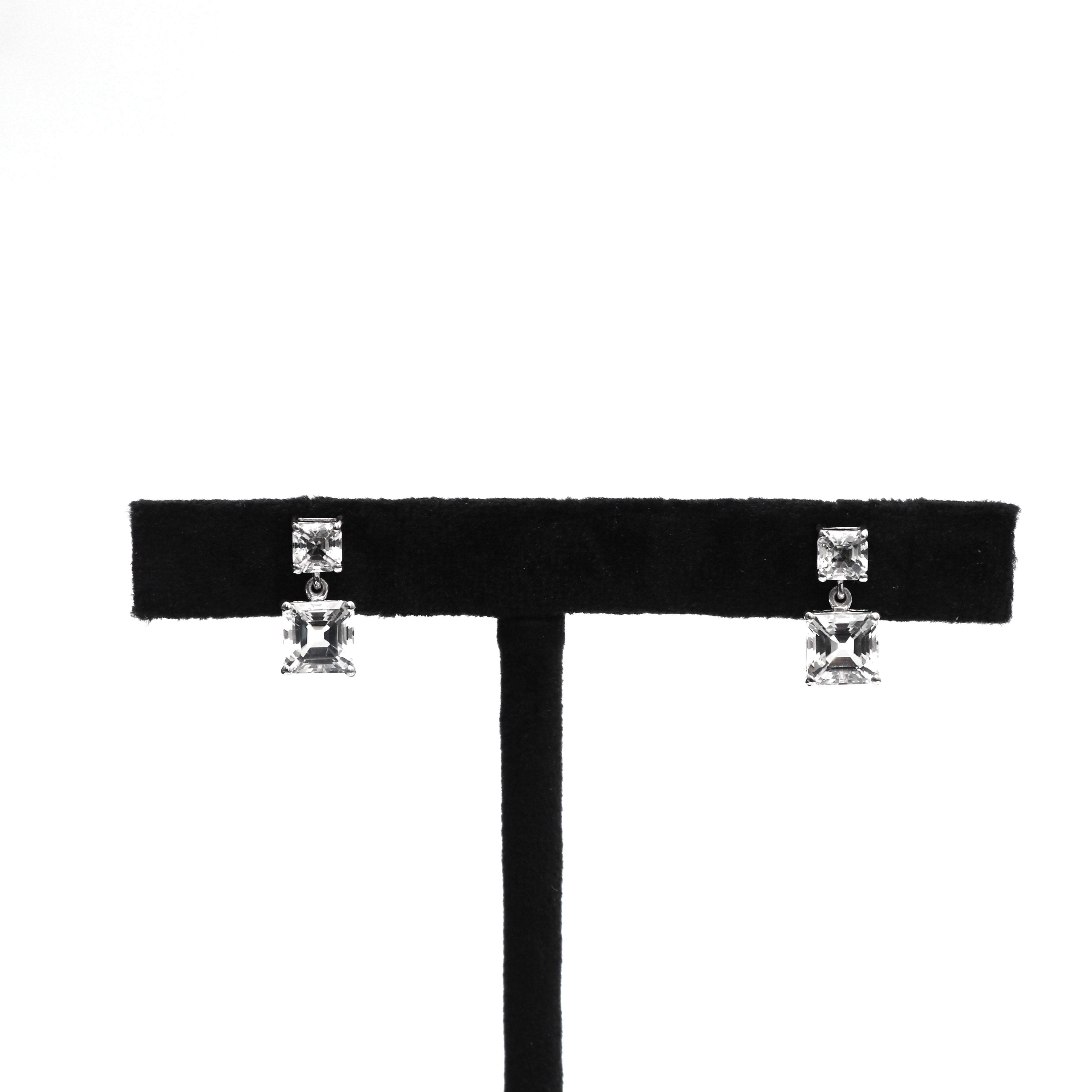 White Topaz Asscher Cut Earring